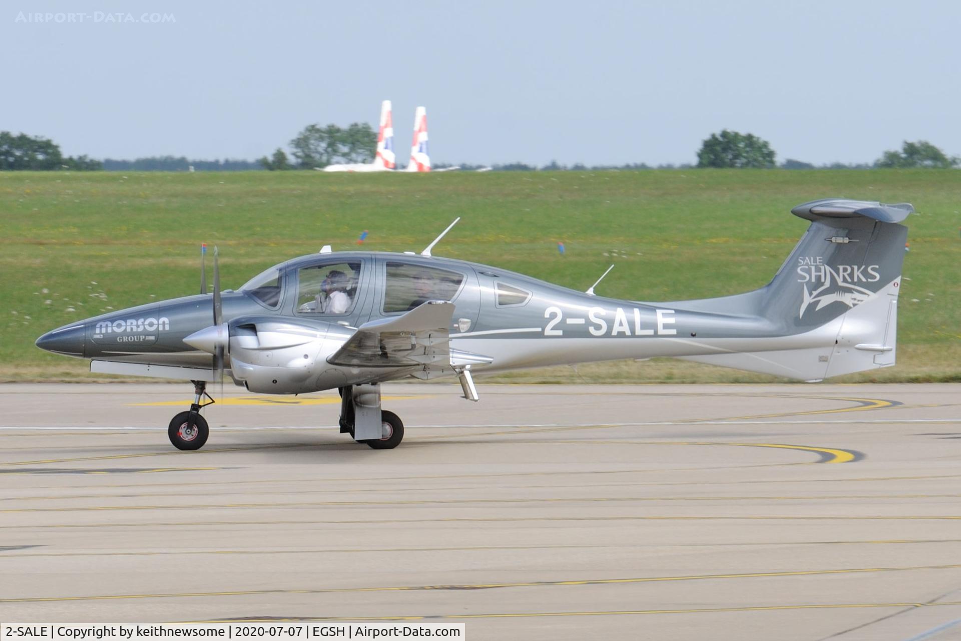 2-SALE, 2017 Diamond DA-62 C/N 62.069, Arriving at Norwich from Liverpool.
