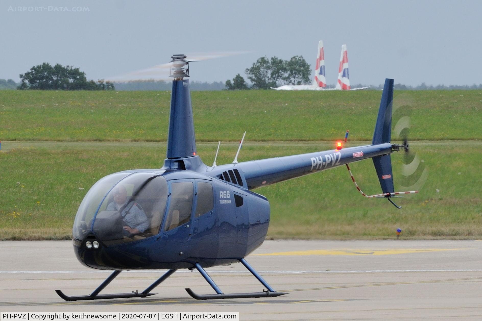 PH-PVZ, 2015 Robinson R66 Turbine C/N 0638, Arriving at Norwich from Holland.