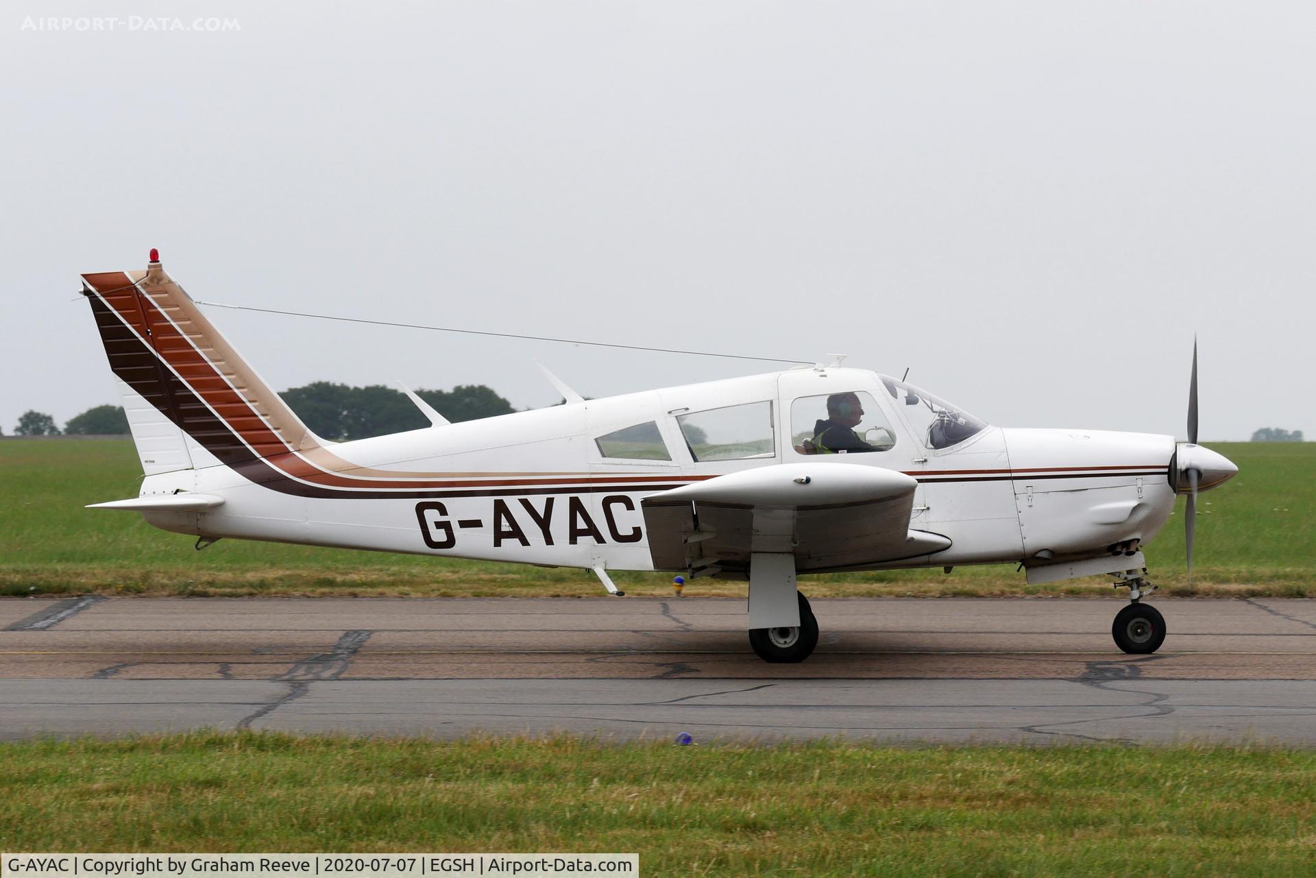 G-AYAC, 1969 Piper PA-28R-200 Cherokee Arrow C/N 28R-35606, Departing from Norwich.