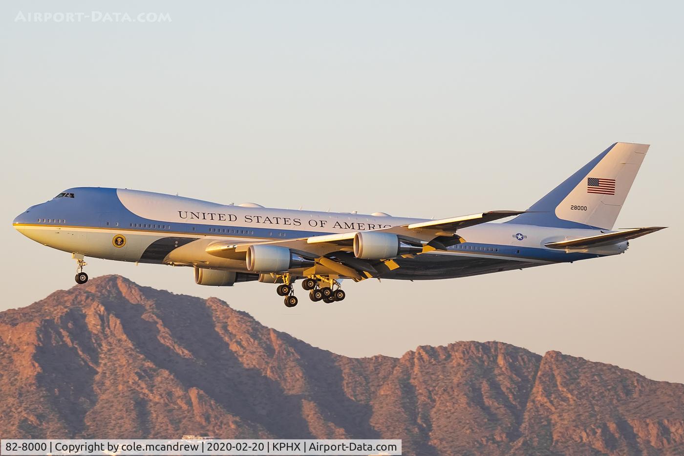82-8000, 1987 Boeing VC-25A (747-2G4B) C/N 23824, Landing at PHX