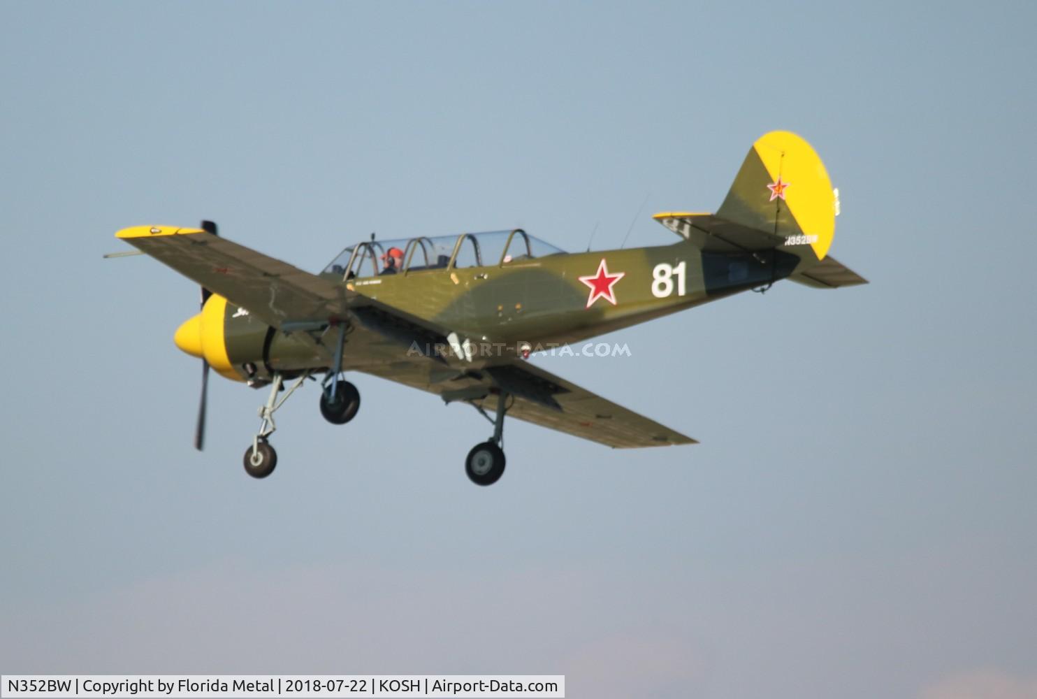 N352BW, 1983 Yakovlev (Aerostar) Yak-52 C/N 833412, OSH 2018