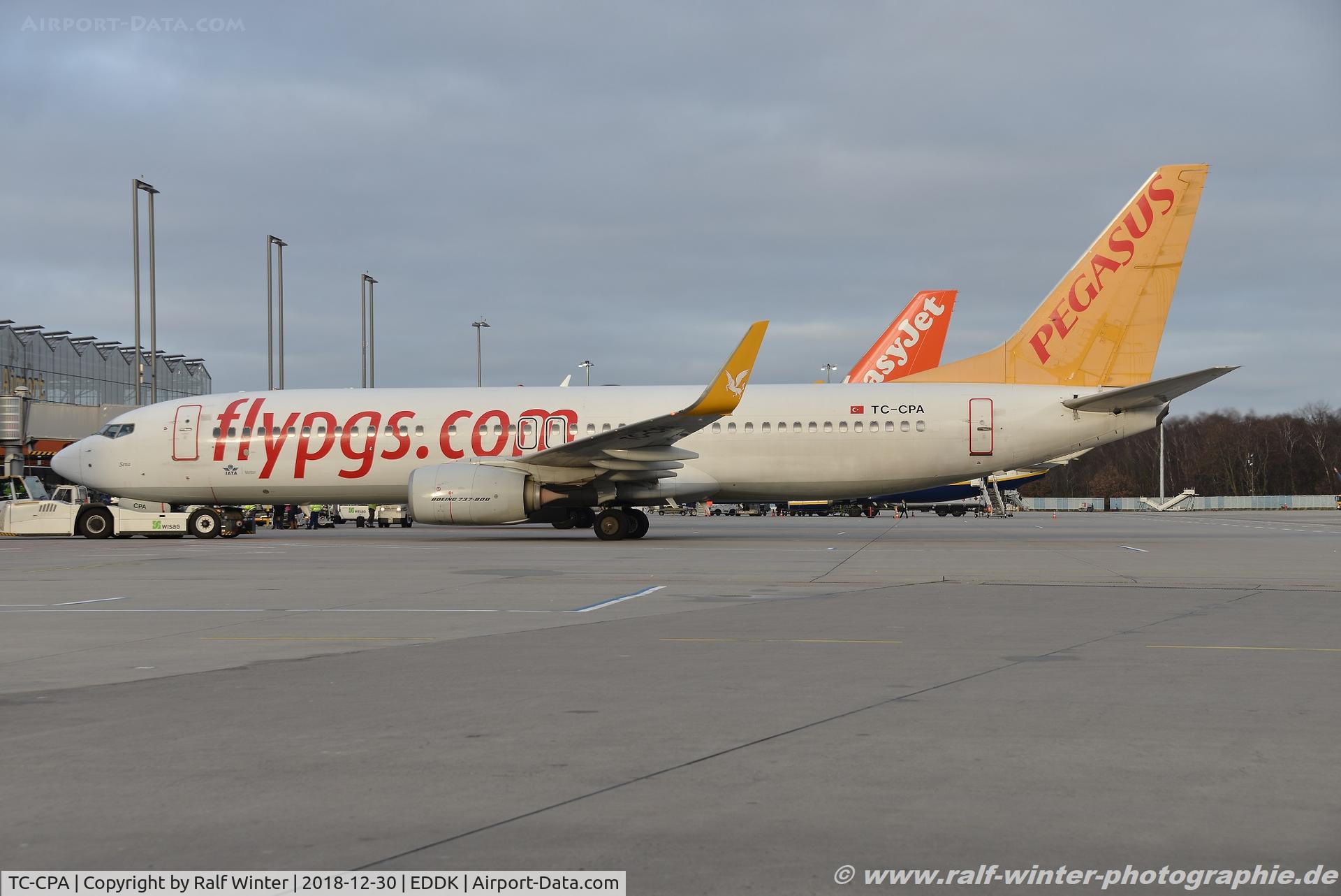 TC-CPA, 2012 Boeing 737-82R C/N 40725, Boeing 737-82R(W) - PC PGT Pegasus Airlines 'Sena' - 40725 - TC-CPA - 30.12.2018 - CGN