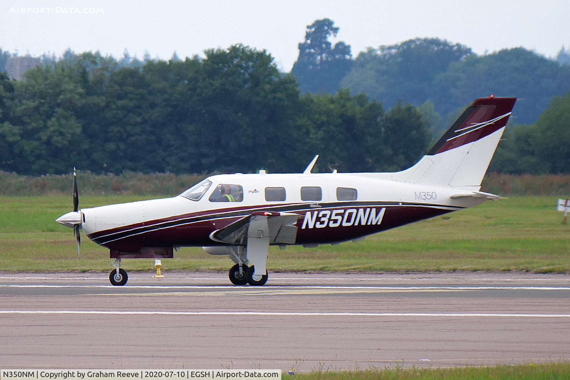 N350NM, 2015 Piper PA-46-350P Malibu Mirage Malibu Mirage C/N 4636659, Departing from Norwich.