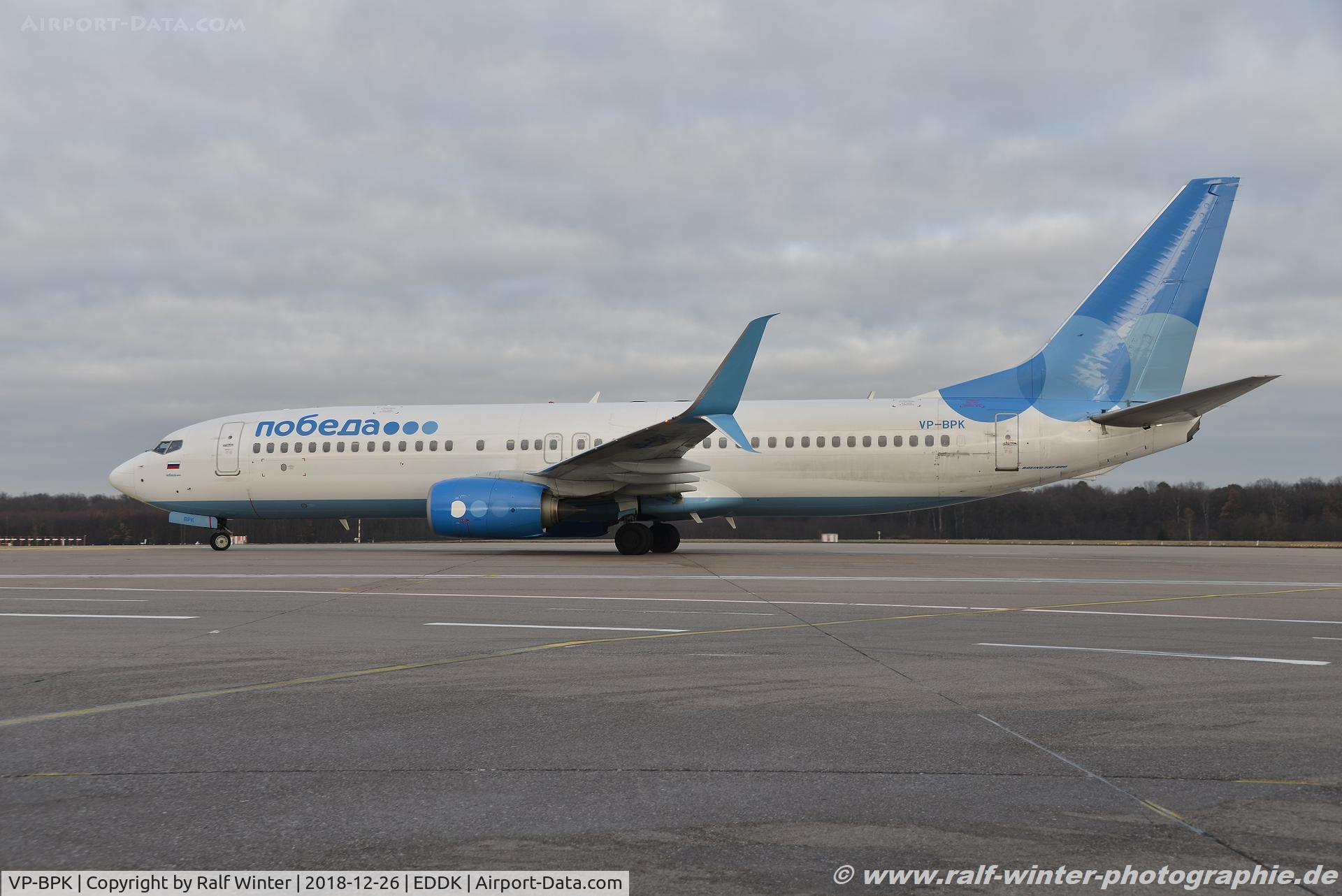 VP-BPK, 2017 Boeing 737-8AL C/N 61788, Boeing 737-8AL(W) - DP PBD Pobeda - 61788 - VPBPK - 26.12.2018 - CGN