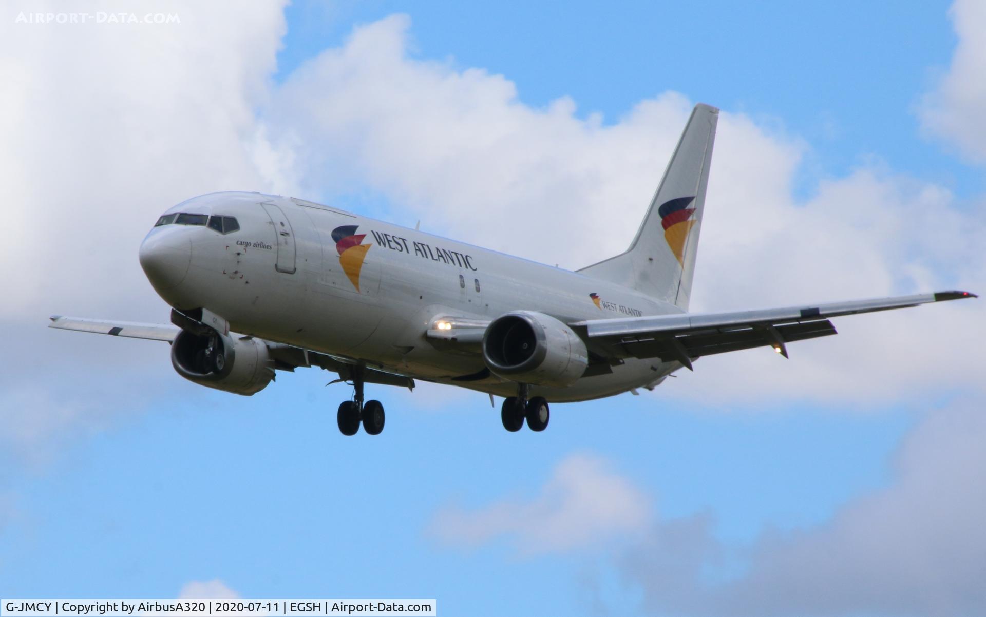 G-JMCY, 1994 Boeing 737-4Q8 C/N 25114, Returning from Test flight at NWI