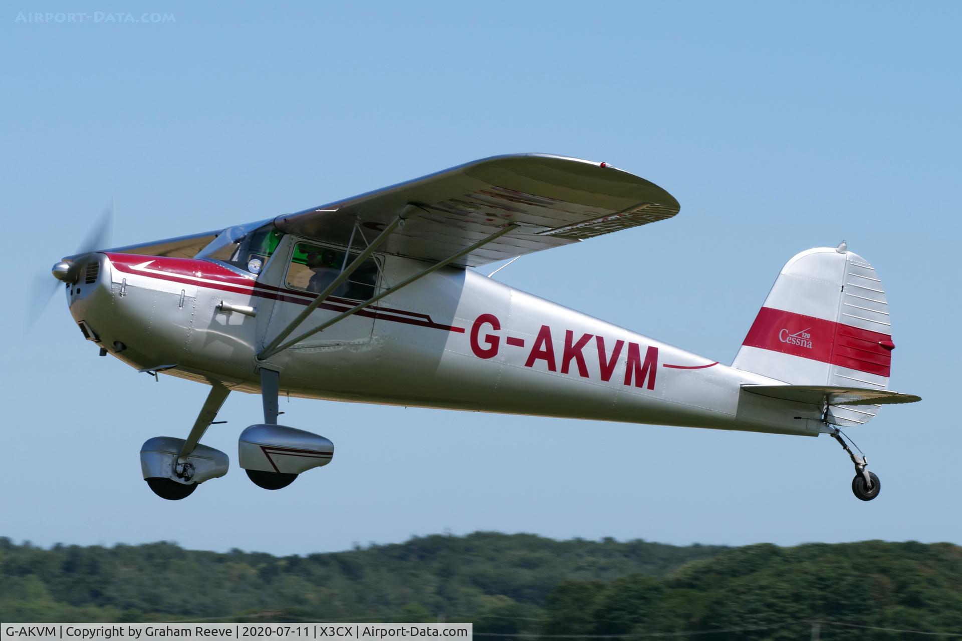 G-AKVM, 1947 Cessna 120 C/N 13431, Departing from Northrepps.