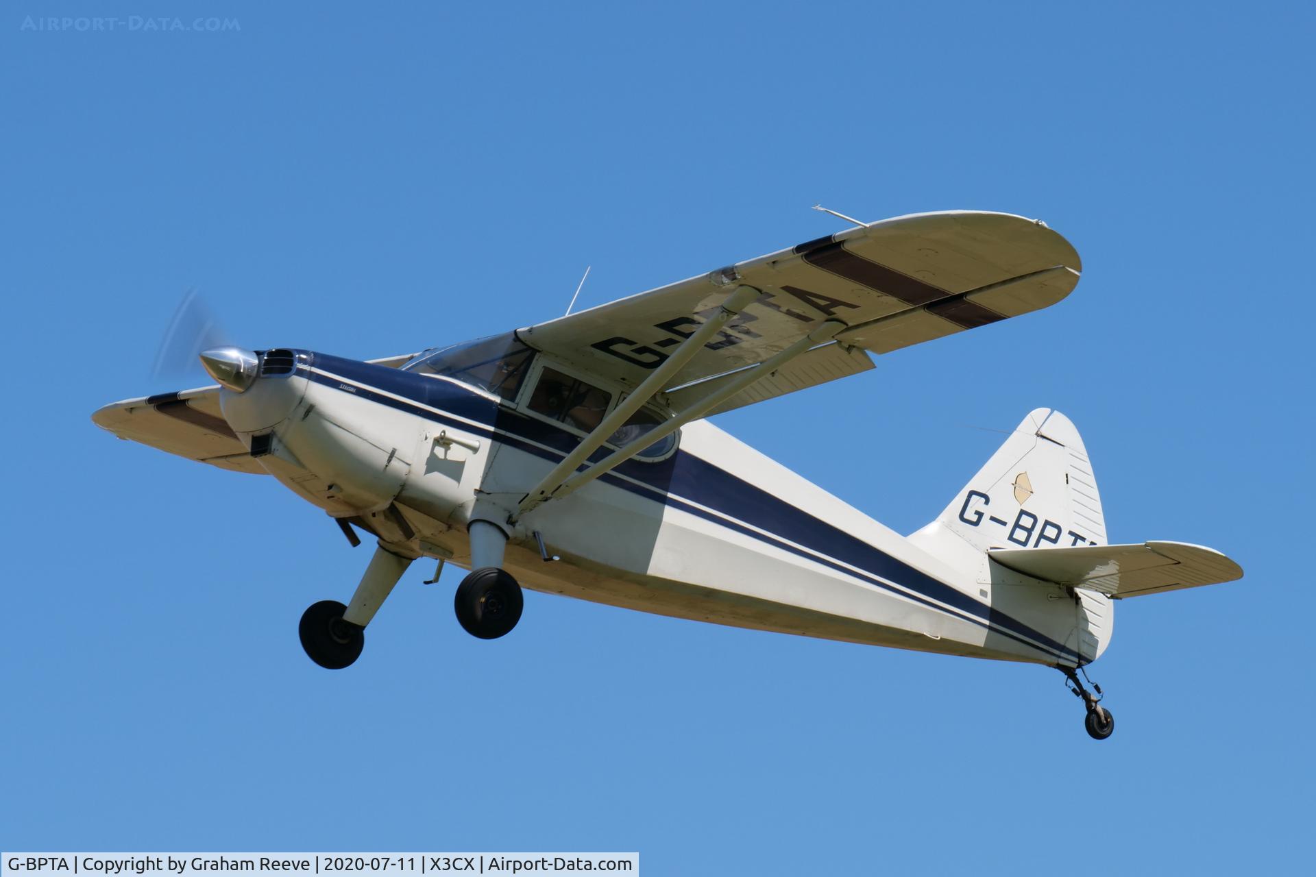 G-BPTA, 1947 Stinson 108-2 Voyager C/N 108-3429, Departing from Northrepps.