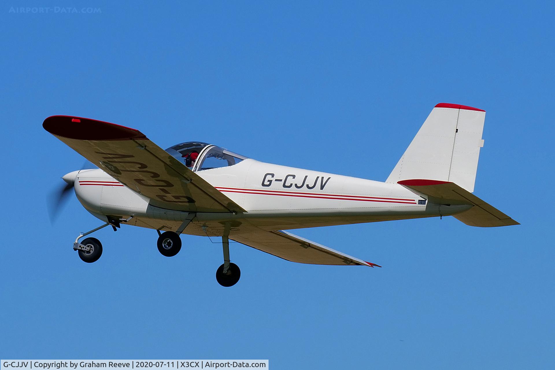 G-CJJV, 2010 Vans RV-12 C/N 120050, Departing from Northrepps.