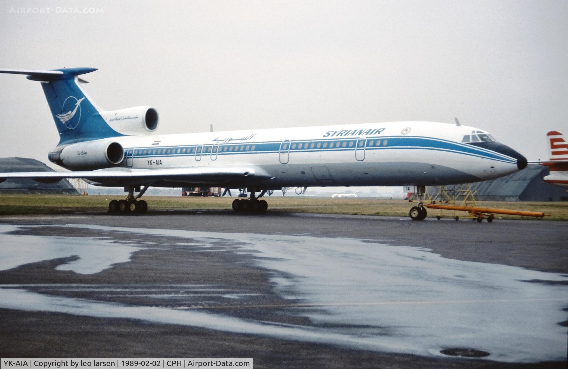 YK-AIA, 1985 Tupolev Tu-154M C/N 85A708, Copenhagen 2.2.1989