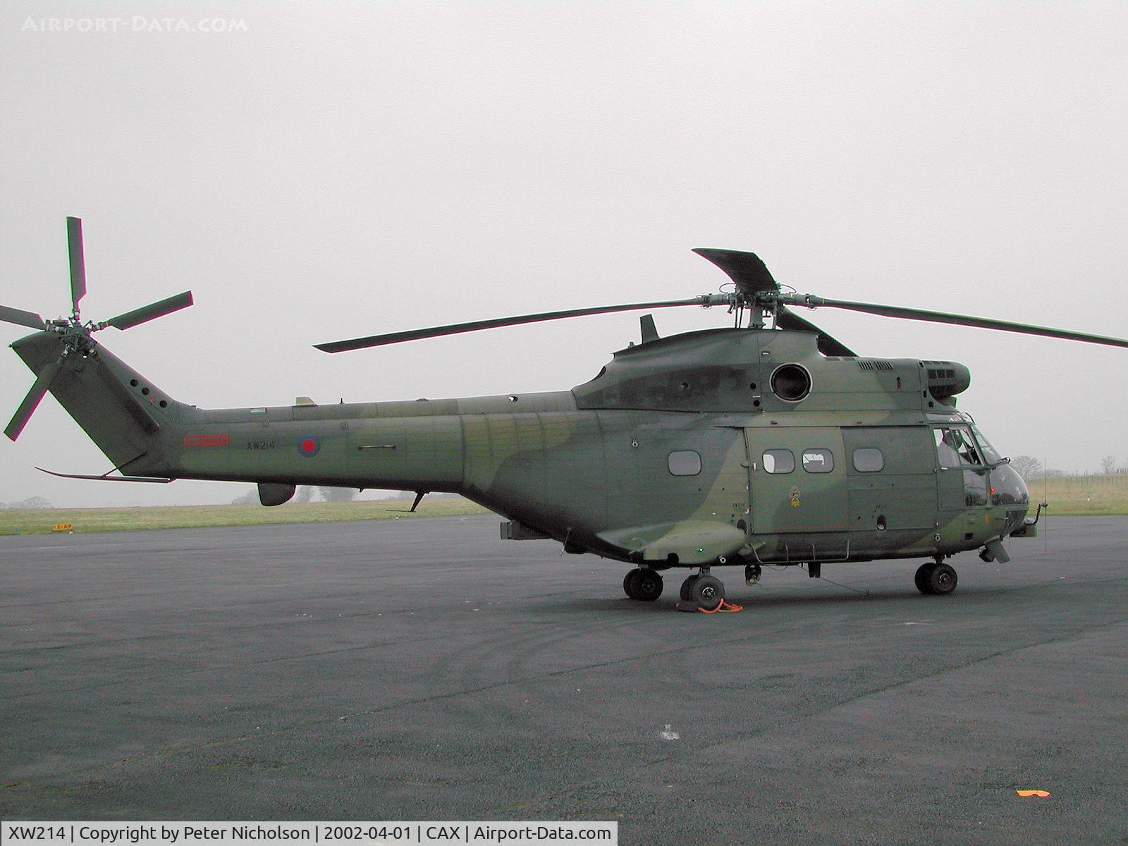 XW214, 1971 Westland Puma HC.1 C/N 1120, Puma HC.1. callsign Warlock, of 33 Squadron as seen at Carlisle in the Spring of 2002.