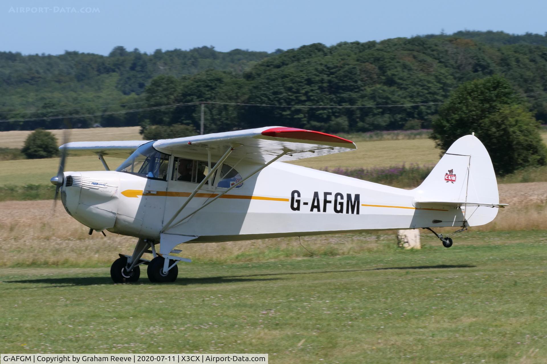 G-AFGM, 1940 Piper J-4A Cub Coupe C/N 4-943, Departing from Northrepps.