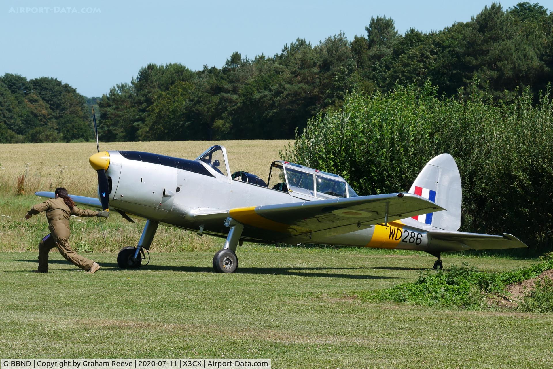 G-BBND, 1950 De Havilland DHC-1 Chipmunk T.10 C/N C1/0225, Parked at Northrepps.