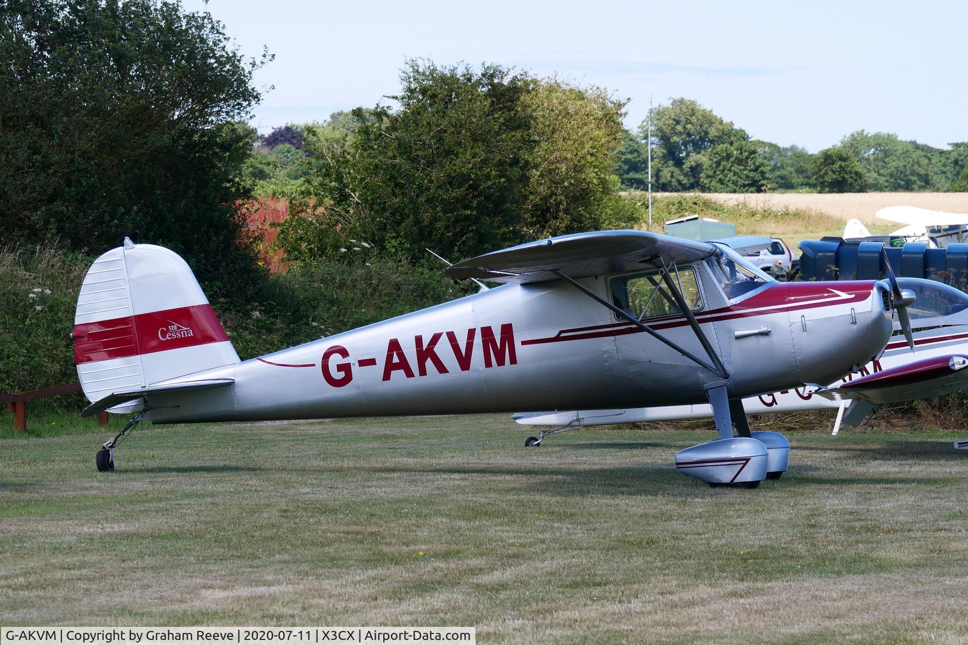 G-AKVM, 1947 Cessna 120 C/N 13431, Parked at Northrepps.