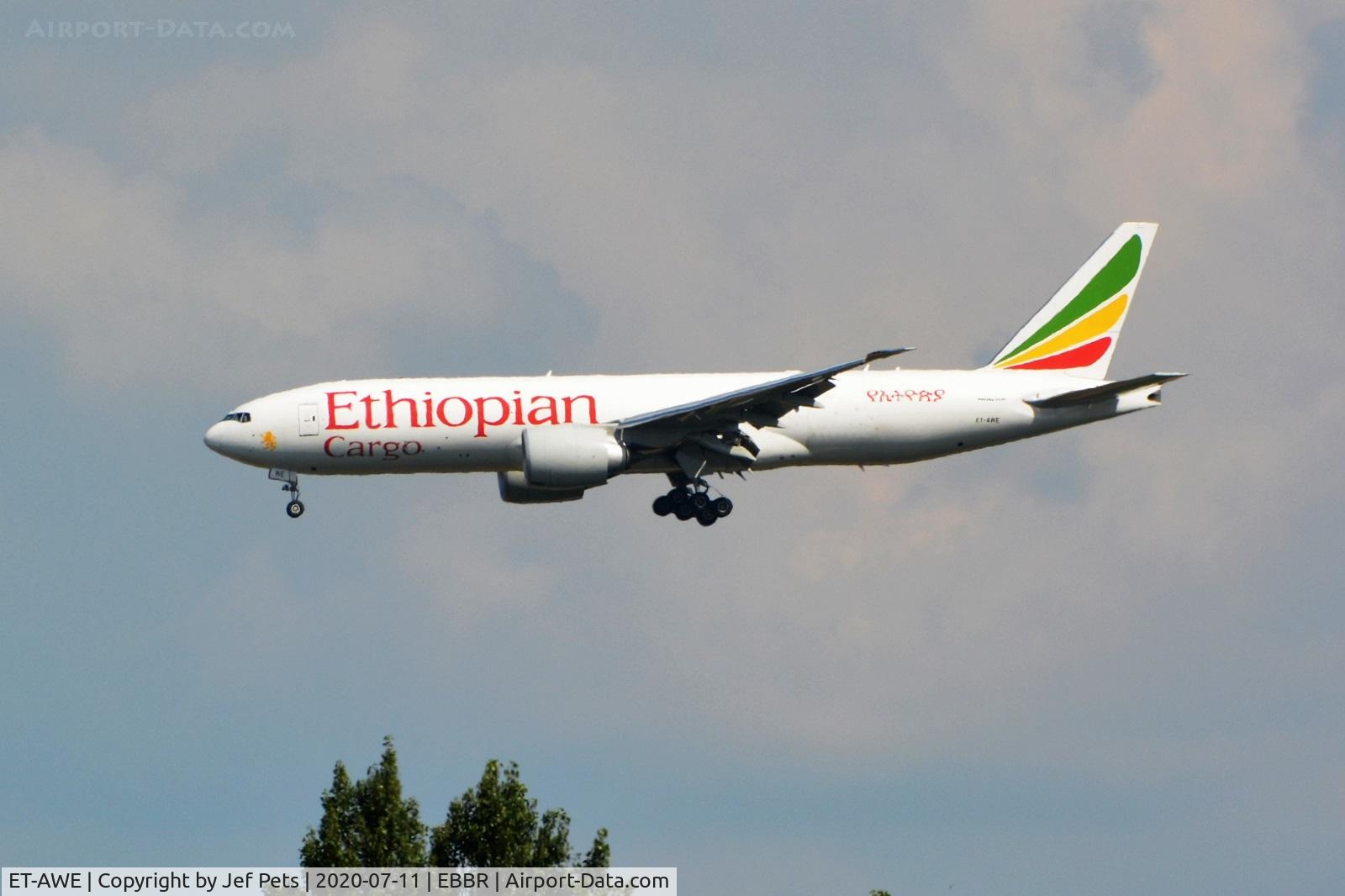 ET-AWE, 2019 Boeing 777-F60 C/N 65477, Landing at Brussels Airport.