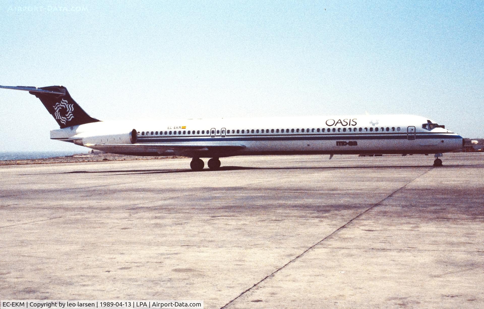 EC-EKM, 1988 McDonnell Douglas MD-83 (DC-9-83) C/N 49624, Las Palmas 13.4.1989