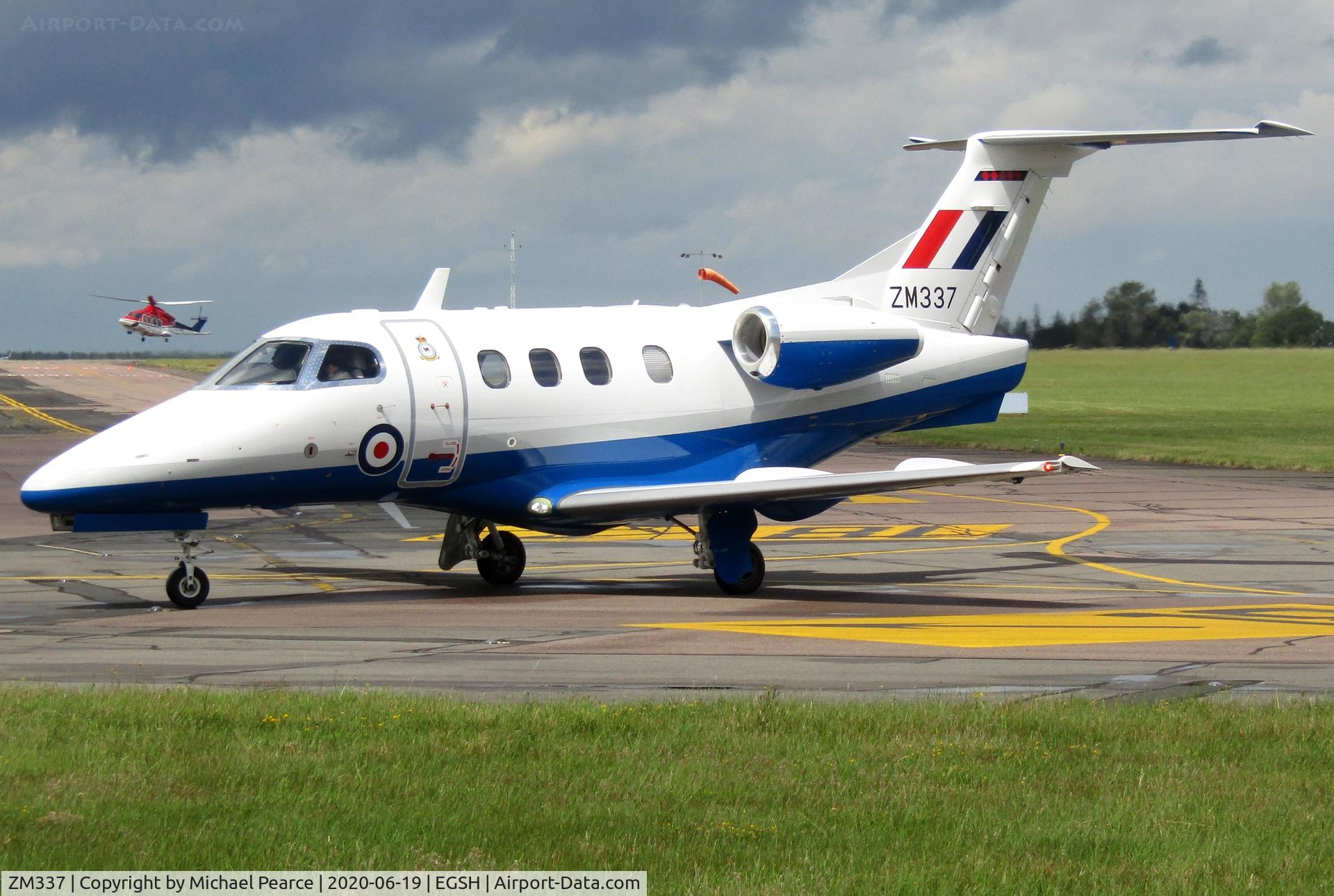 ZM337, 2017 Embraer EMB-500 Phenom 100 C/N 50000386, Arriving at SaxonAir from RAF Cranwell (CWL).