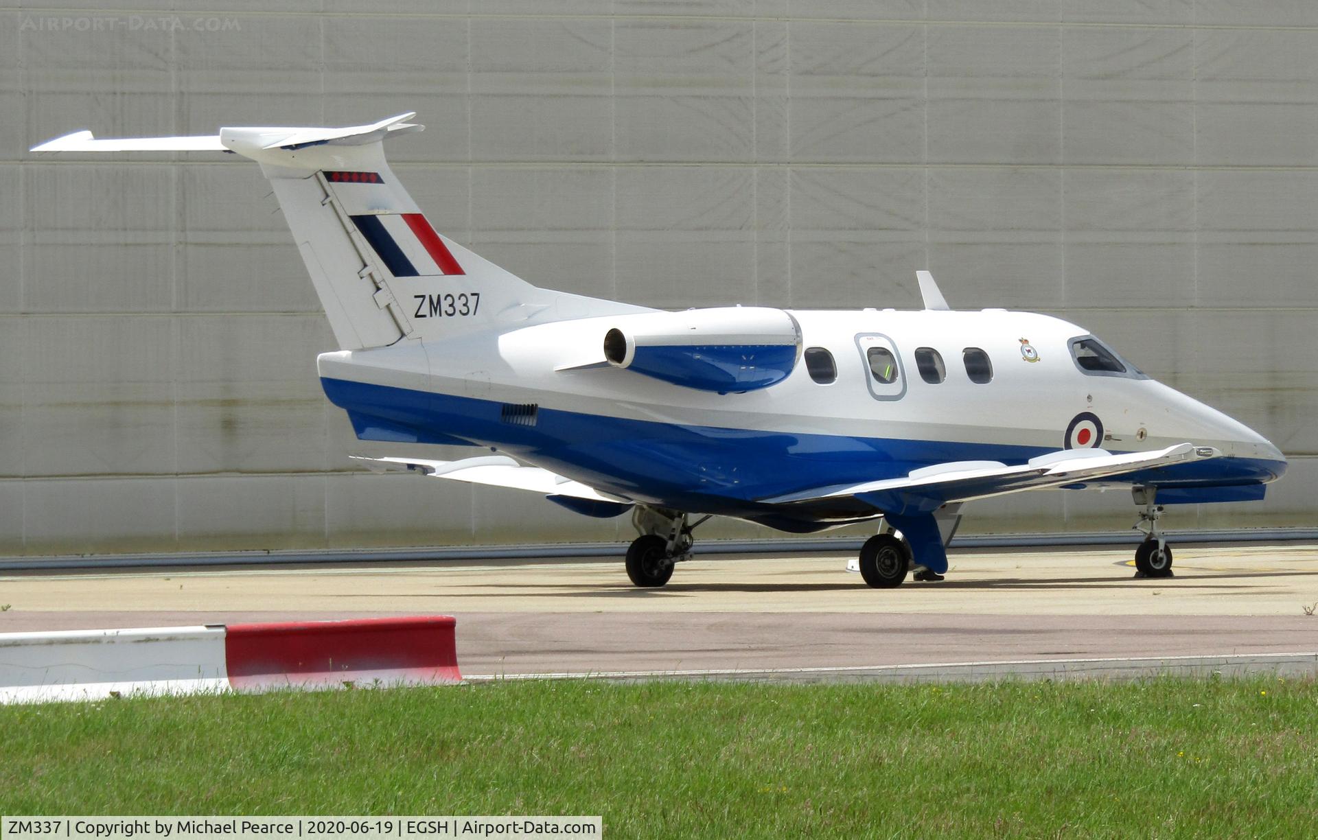 ZM337, 2017 Embraer EMB-500 Phenom 100 C/N 50000386, Parked on the SaxonAir ramp shortly after arrival from RAF Cranwell (CWL).