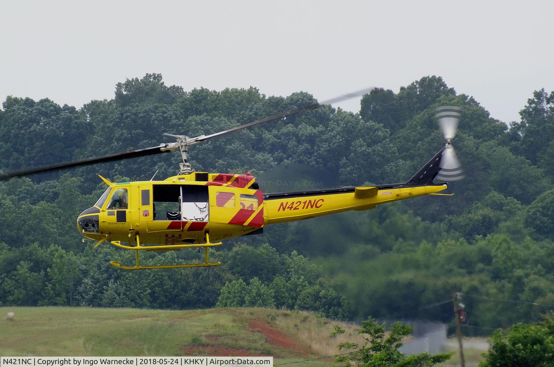 N421NC, Bell UH-1H C/N 64-13544, Bell UH-1H Iroquois of the North Carolina Forest Service at the Hickory regional airport