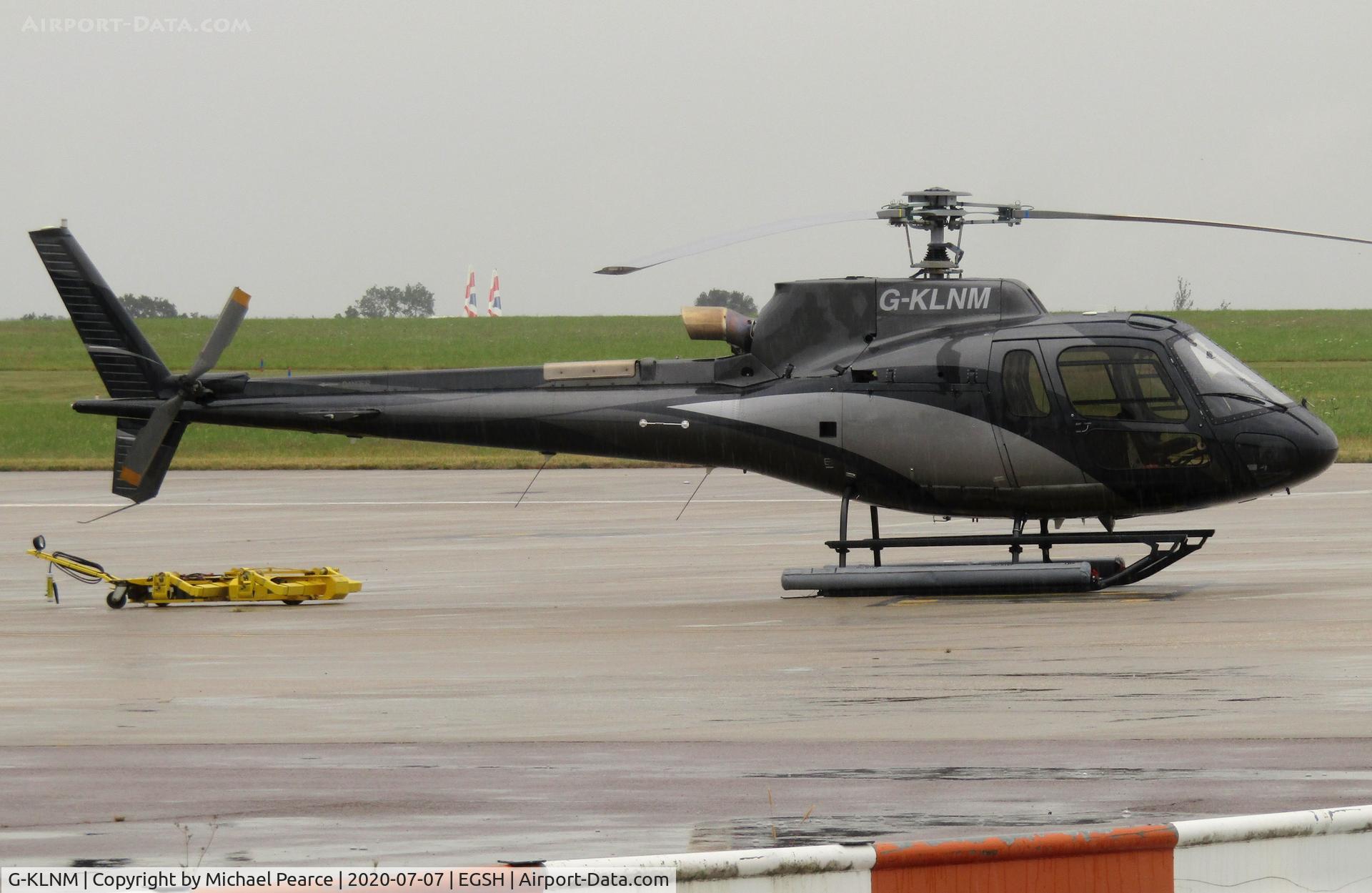 G-KLNM, 2014 Eurocopter AS-350B-3 Ecureuil Ecureuil C/N 7827, Parked on the company apron after arrival from Northampton/Sywell (ORM).