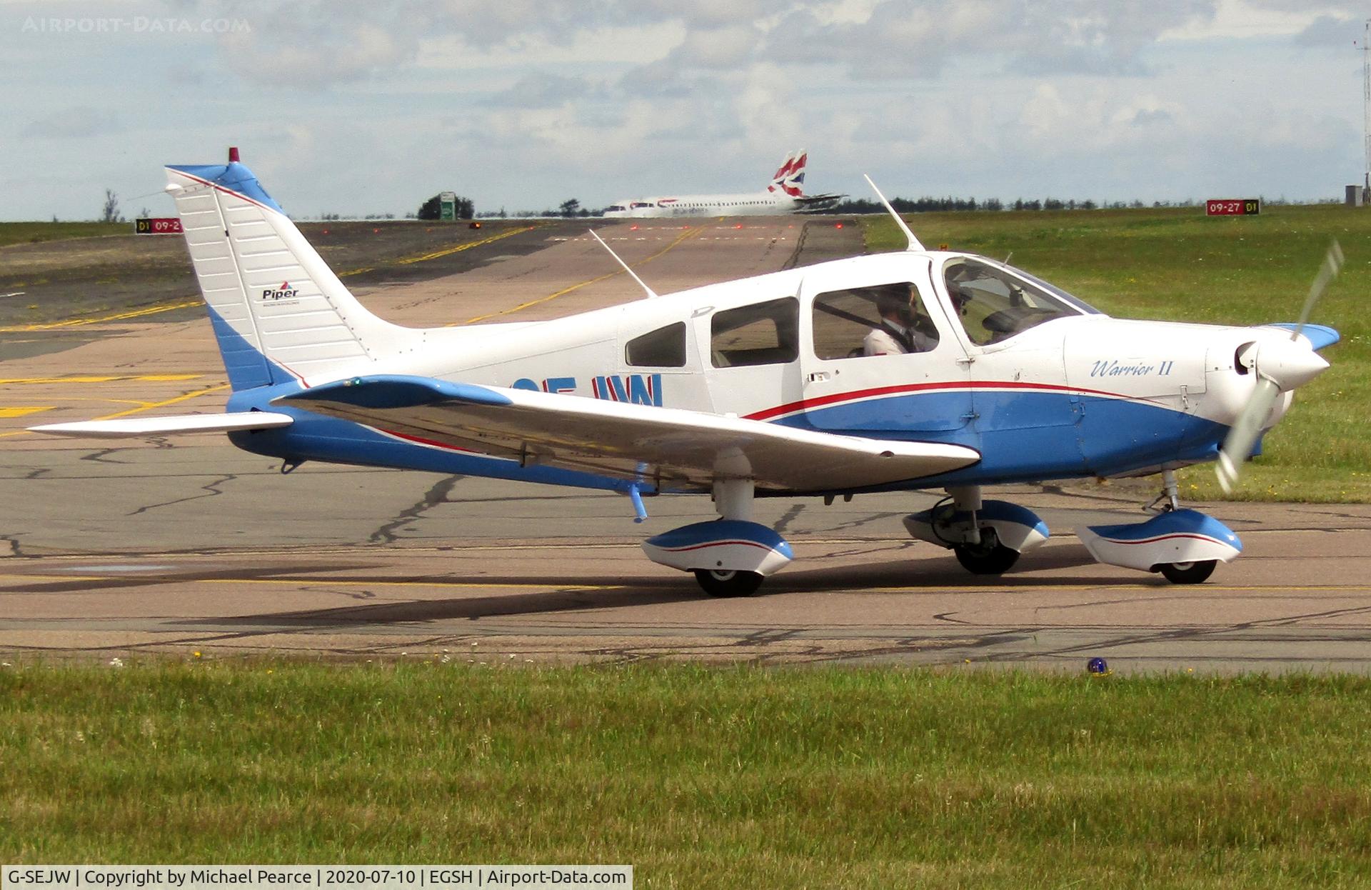 G-SEJW, 1978 Piper PA-28-161 Cherokee Warrior II C/N 28-7816469, Departing on a training flight.