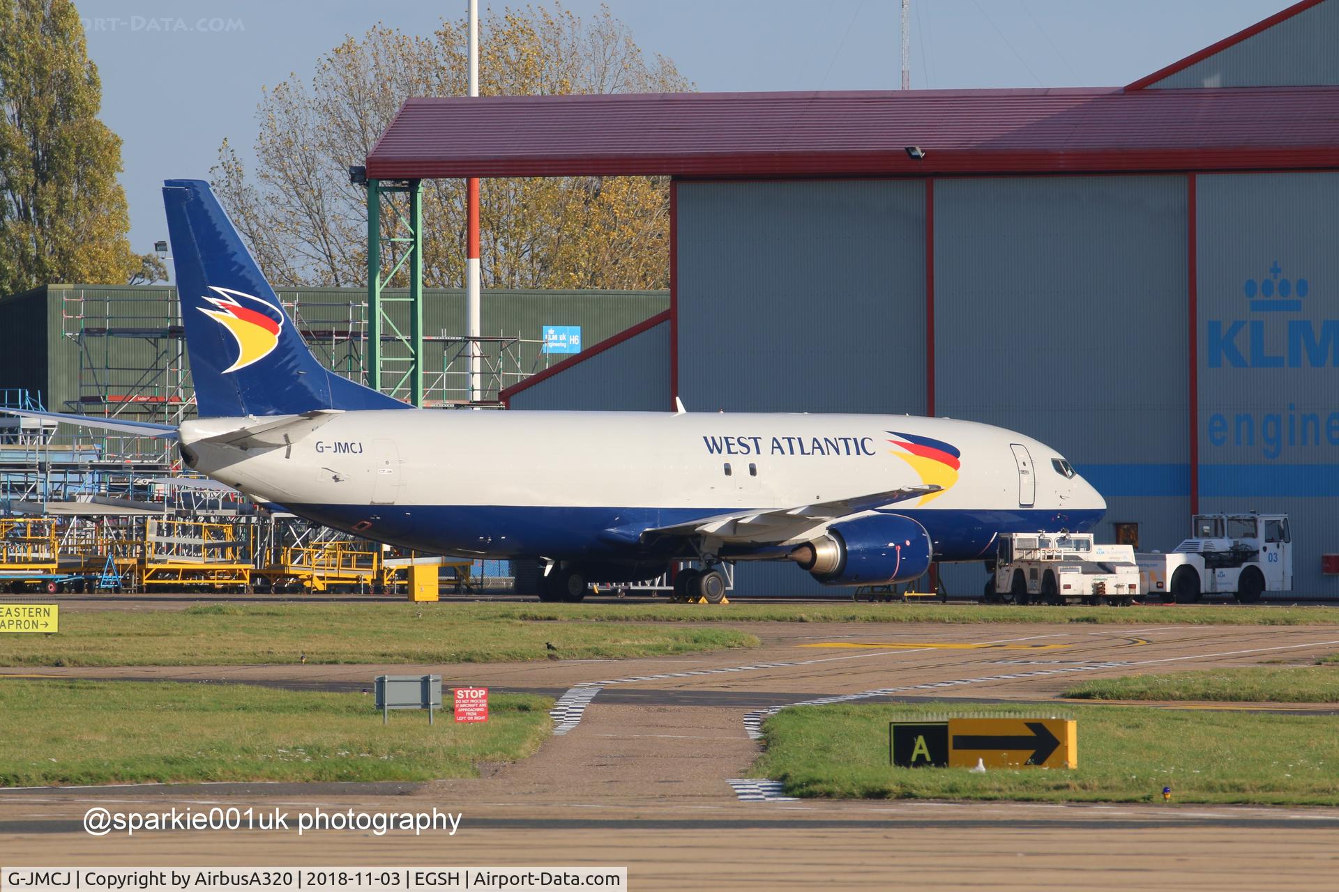 G-JMCJ, 1992 Boeing 737-436 C/N 25856, Seen parked on the KLM Engineering ramp at NWI