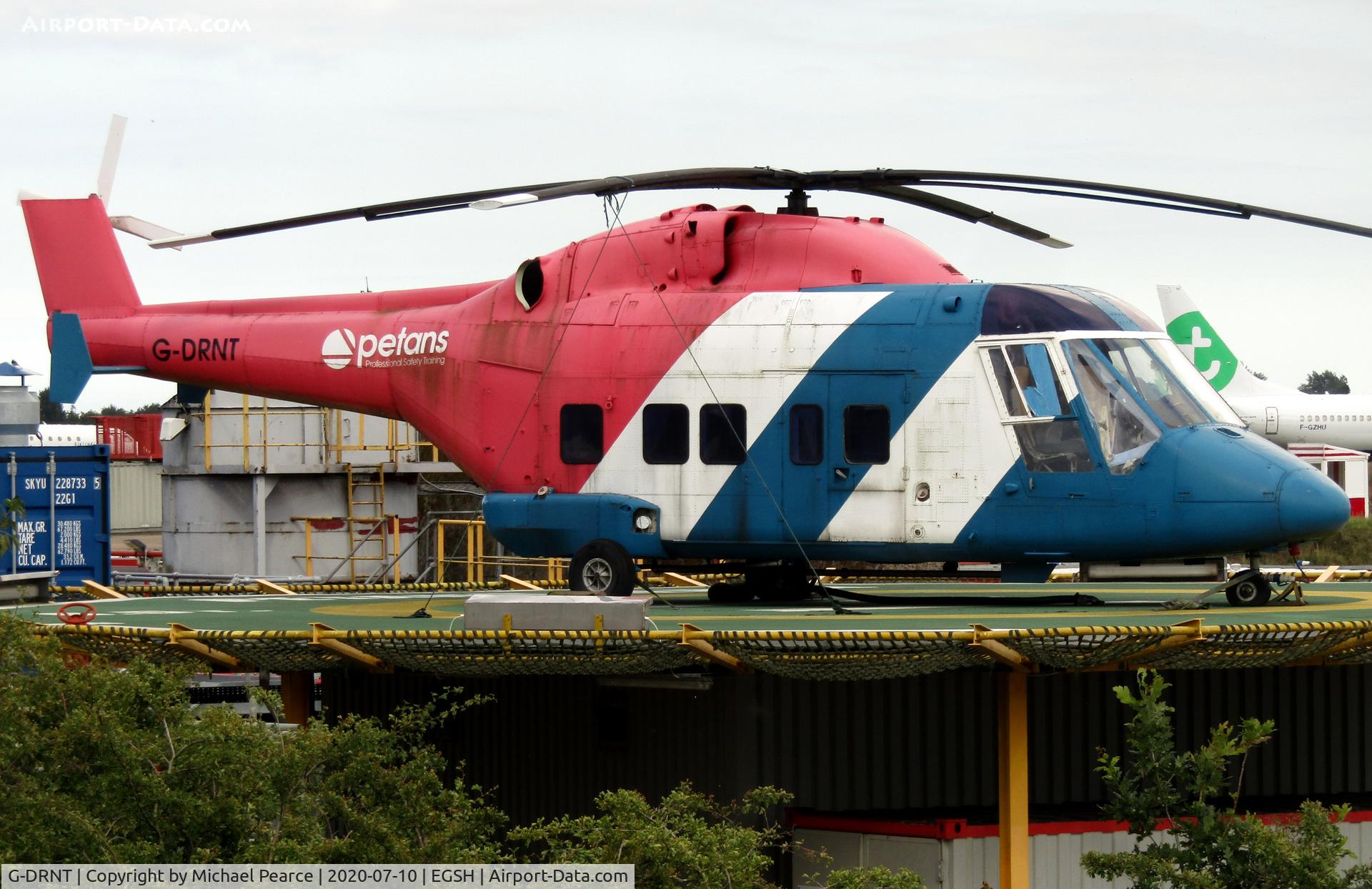 G-DRNT, 1983 Westland WG-30-100 C/N 009, In use at Petans as an oil/gas platform trainer. Display reg G-DRNT.