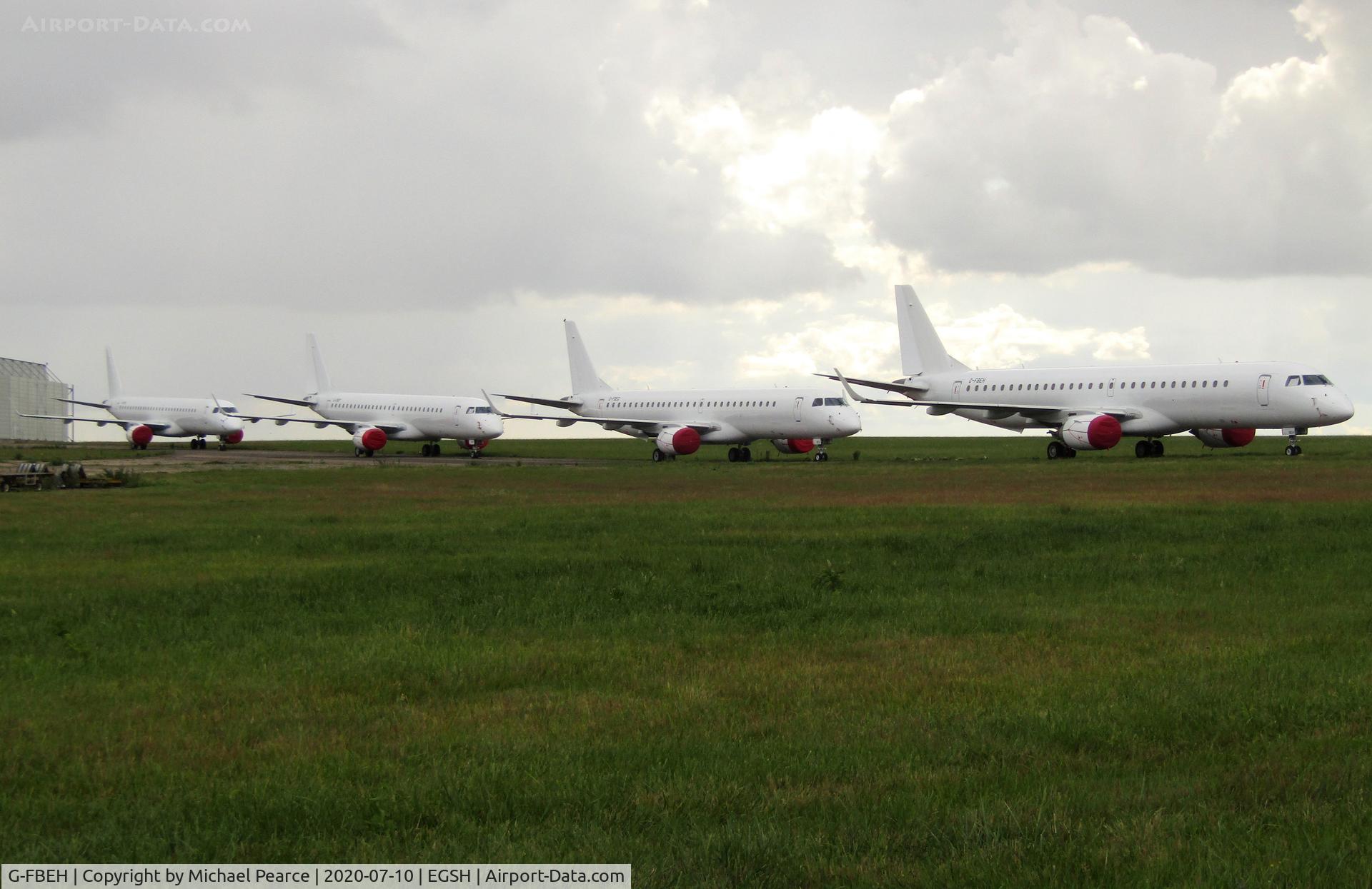 G-FBEH, 2007 Embraer 195LR (ERJ-190-200LR) C/N 19000128, Stored North Side alongside G-FBEG, G-FBEF and G-FBEI awaiting new owners.