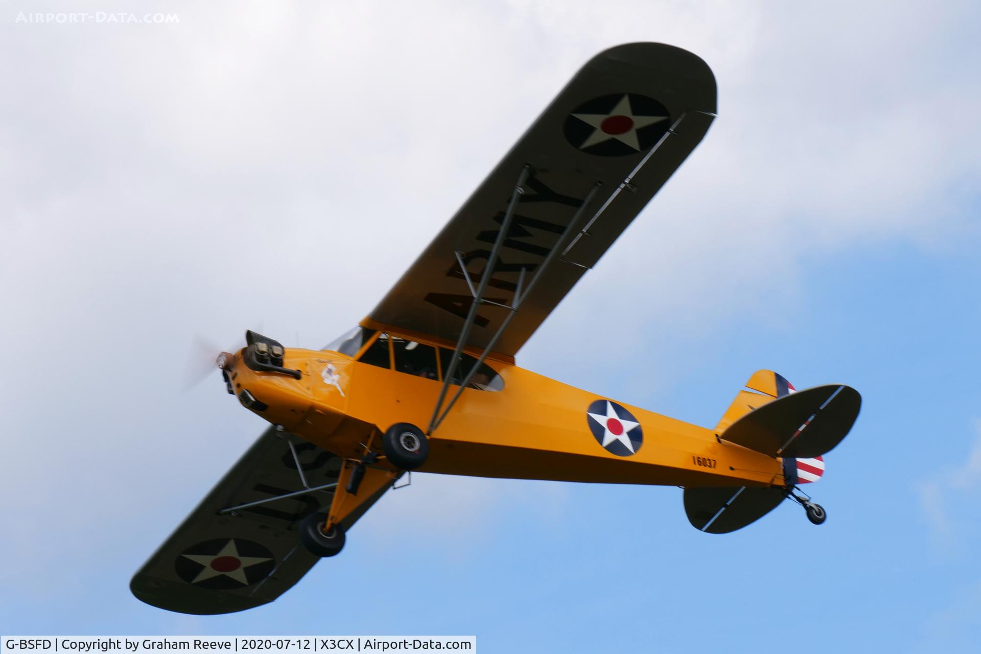 G-BSFD, 1946 Piper J3C-65 Cub Cub C/N 16037, Departing from Northrepps.