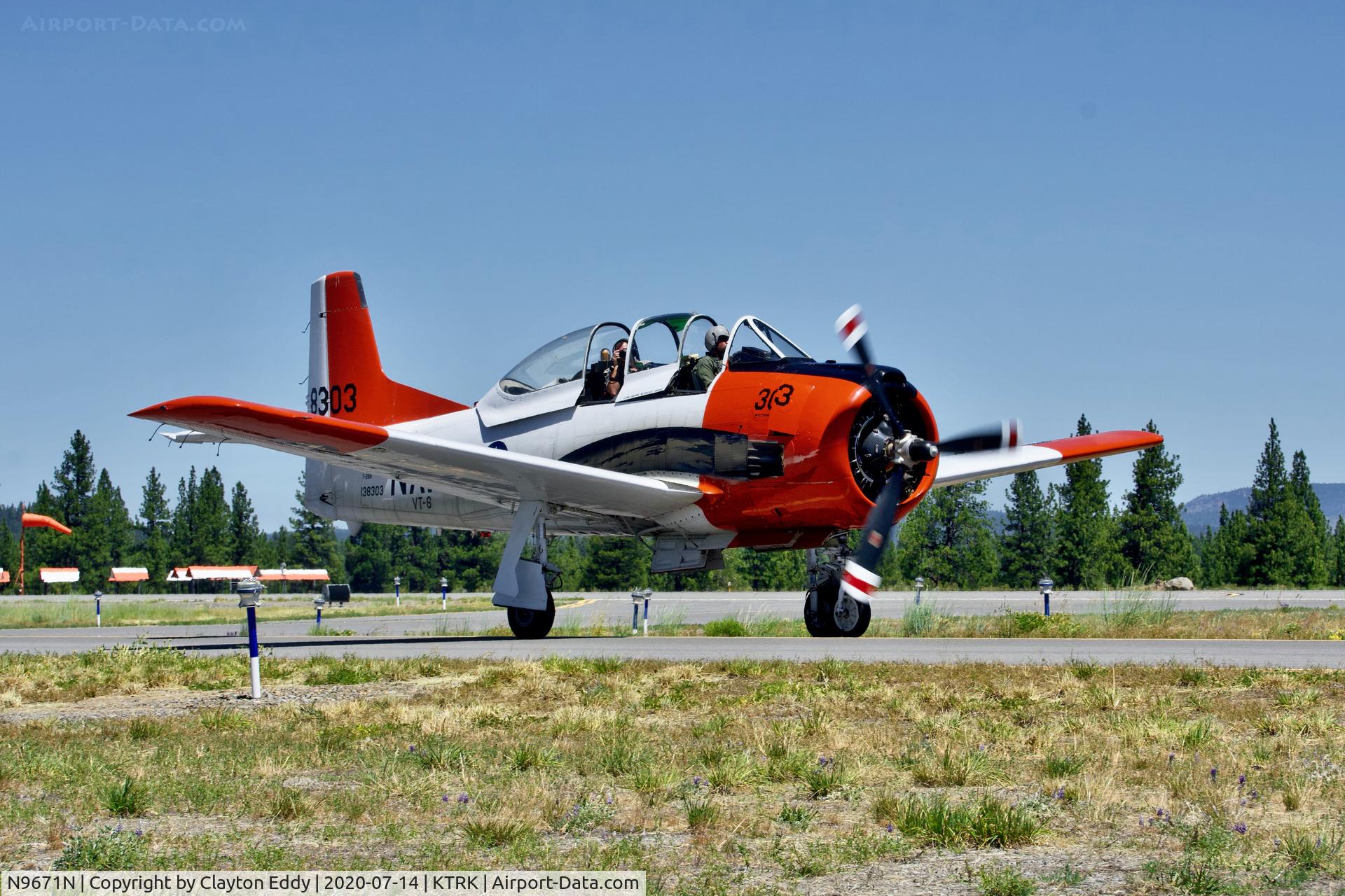 N9671N, 1986 North American T-28B Trojan C/N 200-374 (138303), Truckee Airport California 2020.