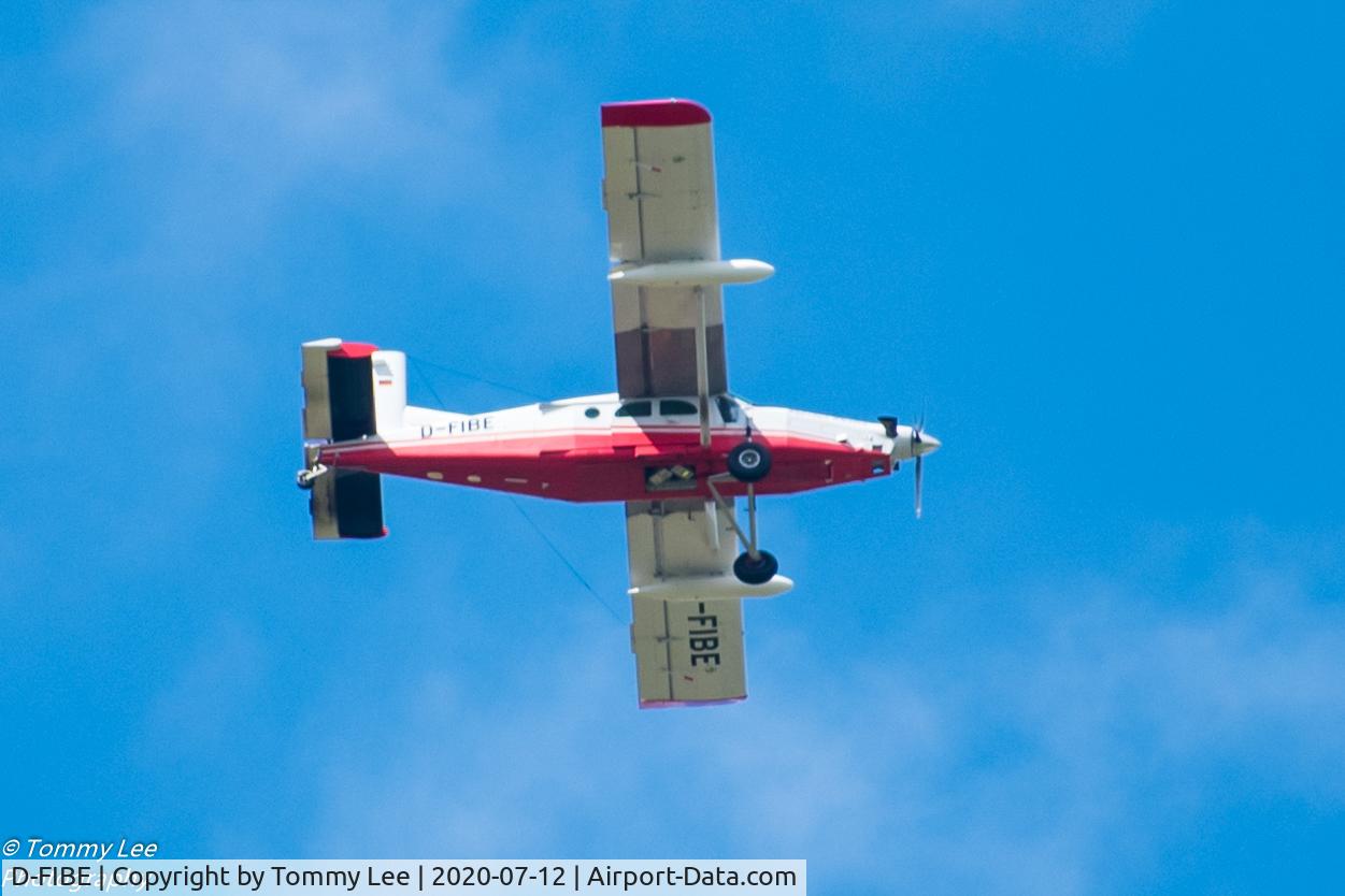 D-FIBE, 1997 Pilatus PC-6/B2-H4 Turbo Porter C/N 955, Spotted over south west Edinburgh on 12th July 2020 @ 14:20.