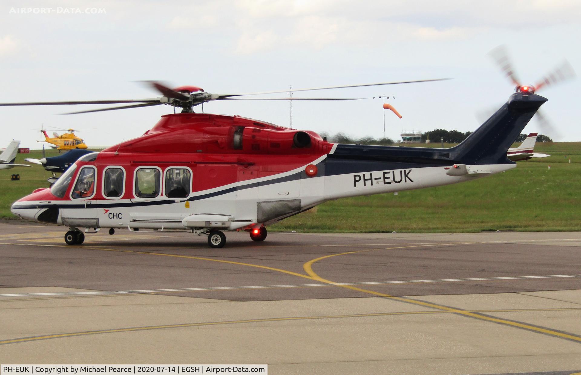 PH-EUK, 2013 AgustaWestland AW-139 C/N 31474, Taxiing away for SaxonAir on departure to a North Sea gas platform.