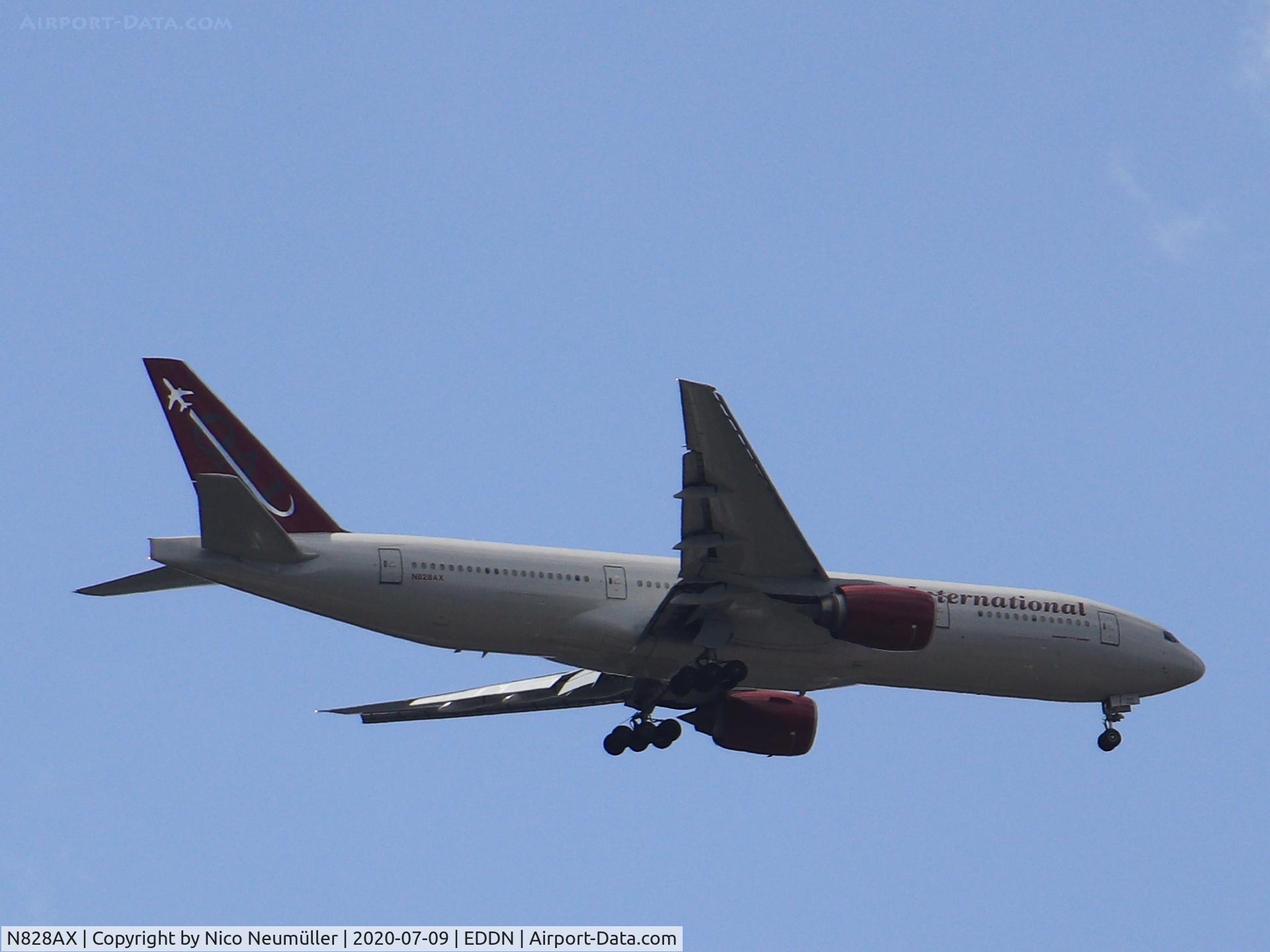 N828AX, 2005 Boeing 777-2U8 C/N 33682, 777of Omni Air International (US Army charter flight) is landing in EDDN/NUE