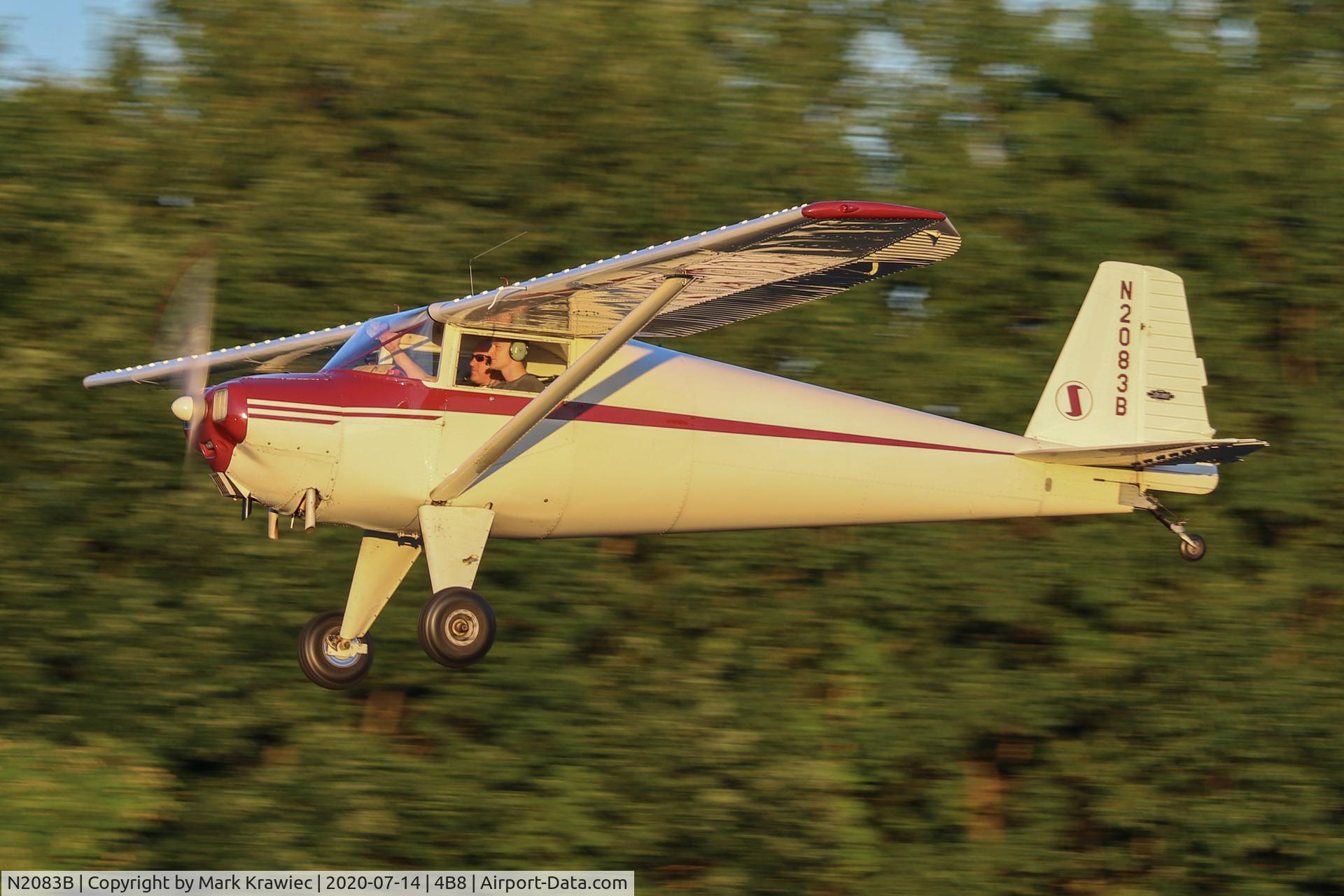 N2083B, 1948 Luscombe 8A C/N 6510, Departing on runway 2, heading back to Waterbury Airport (N41).