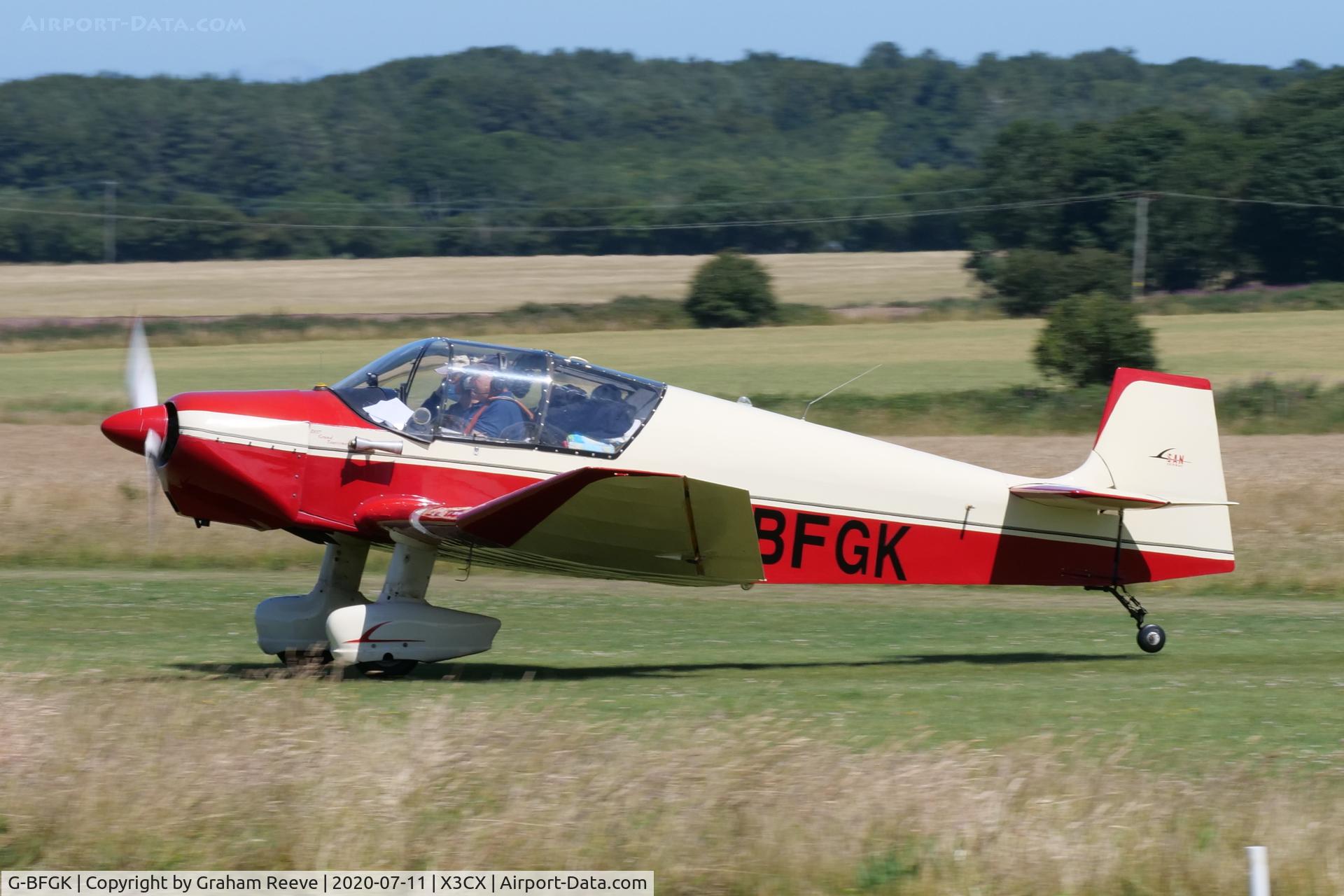 G-BFGK, 1957 SAN Jodel D-117 Grand Tourisme C/N 644, Departing from Northrepps.