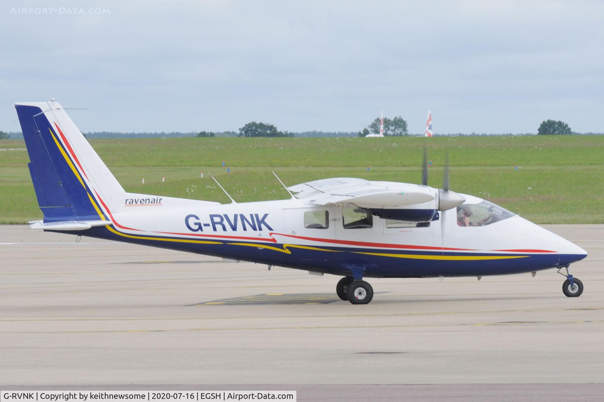G-RVNK, 1979 Partenavia P-68B C/N 191, Leaving Norwich.