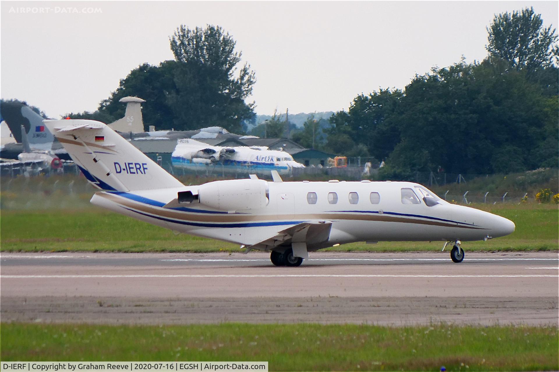 D-IERF, 1999 Cessna 525 Citation Jet C/N 525-0310, Departing from Norwich.