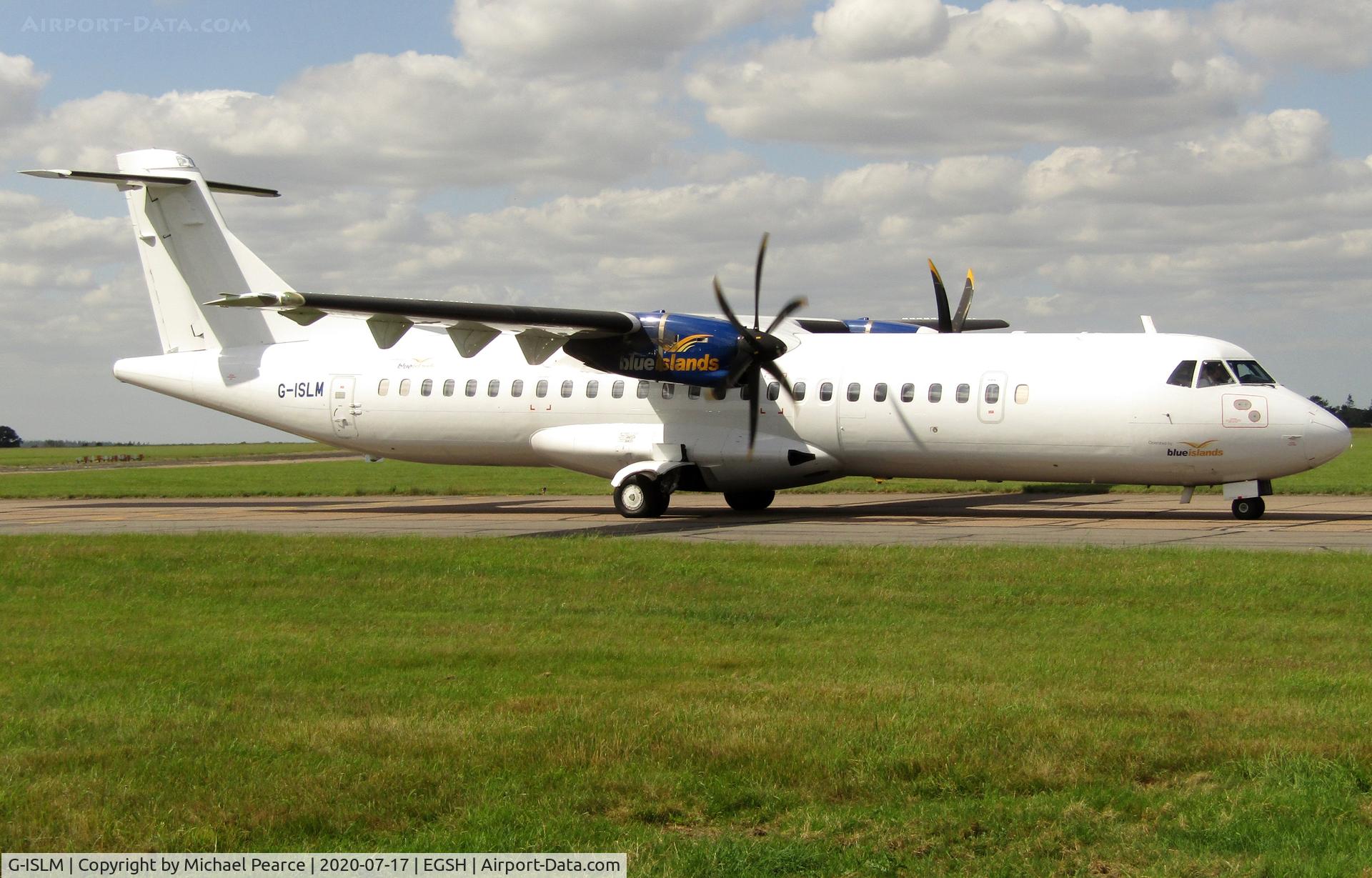 G-ISLM, 2007 ATR 72-212A C/N 762, Arriving from Jersey (JER) for respray.