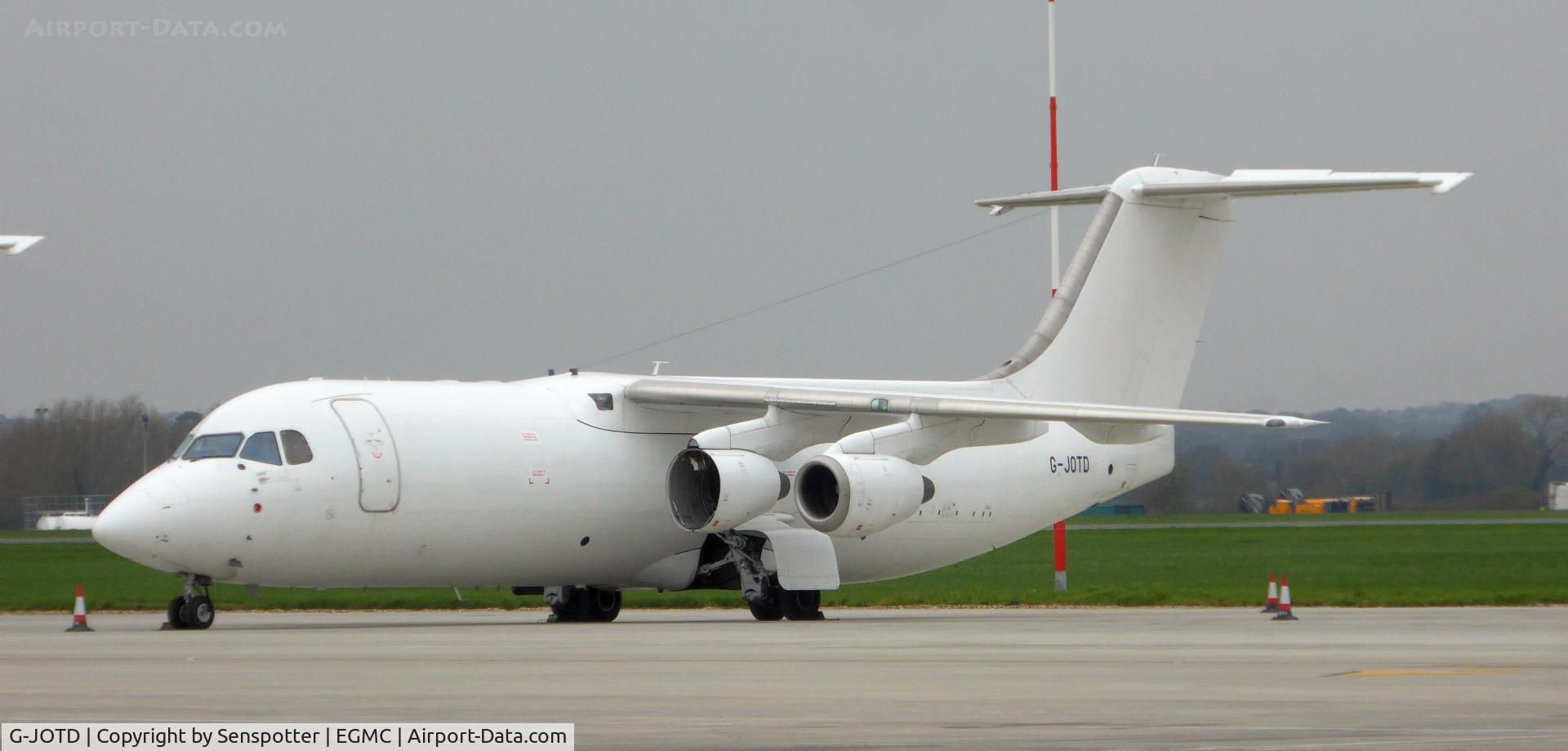 G-JOTD, 1990 British Aerospace BAe.146-300 C/N E3168, BAe. 146-300 G-JOTD Jota Aviation on stand at Southend Airport
