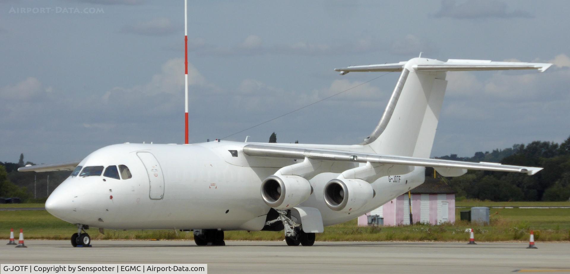 G-JOTF, 1990 British Aerospace BAe-146-300QT Quiet Trader C/N E3186, BAe.146-300QT G-JOTF Jota Aviation on stand at Southend Airport