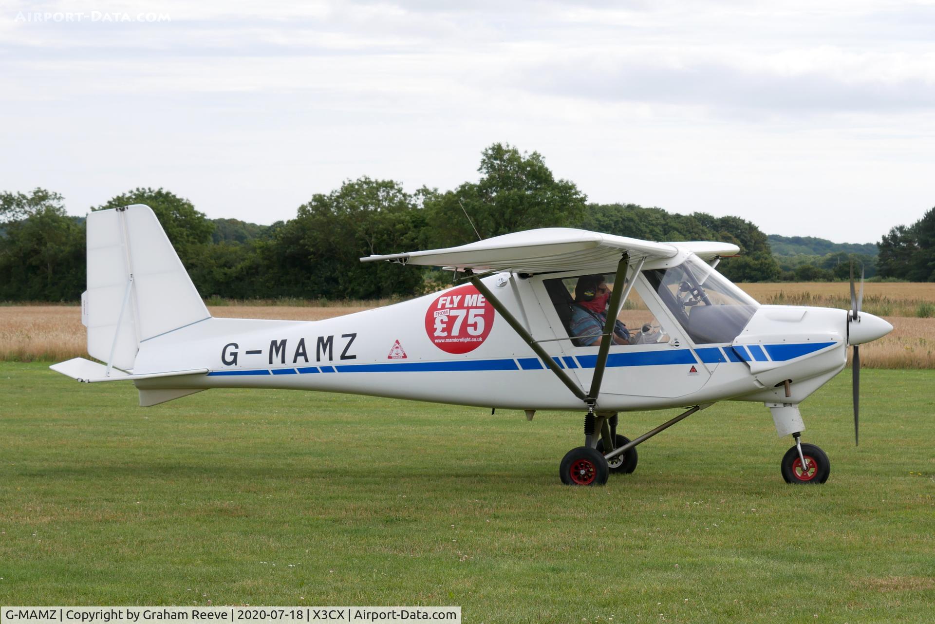 G-MAMZ, 2018 Comco Ikarus C42 FB80 C/N 1806-7543, Just landed at Northrepps.