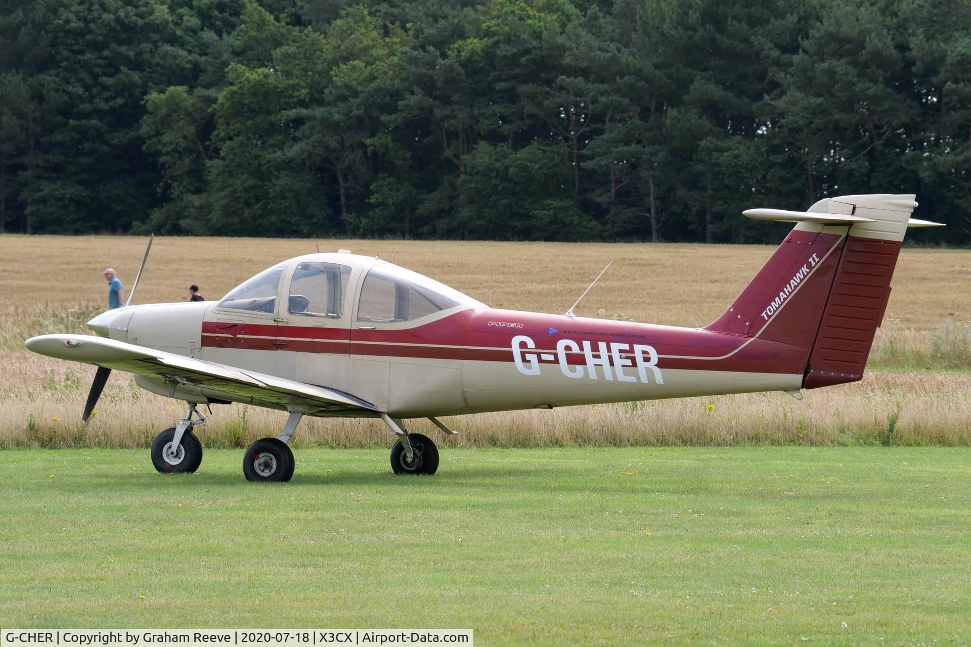 G-CHER, 1982 Piper PA-38-112 Tomahawk Tomahawk C/N 38-82A0004, Parked at Northrepps.