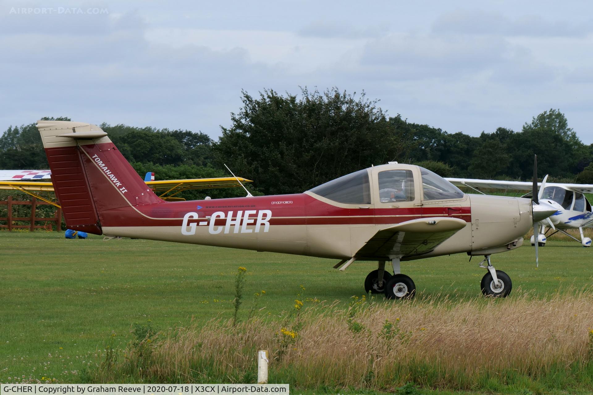 G-CHER, 1982 Piper PA-38-112 Tomahawk Tomahawk C/N 38-82A0004, Parked at Northrepps.