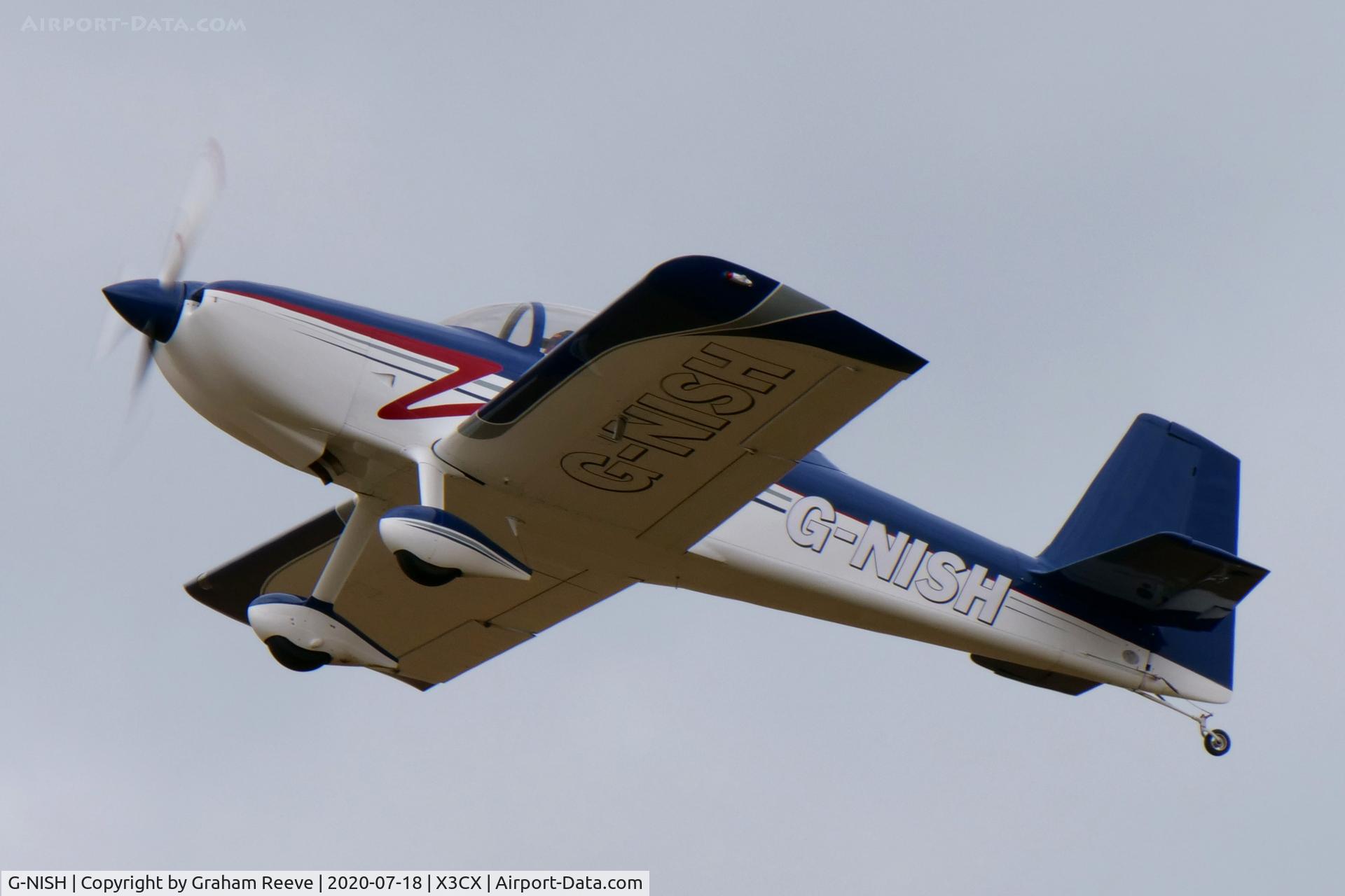 G-NISH, 2012 Vans RV-8 C/N PFA 303-13187, Departing from Northrepps.