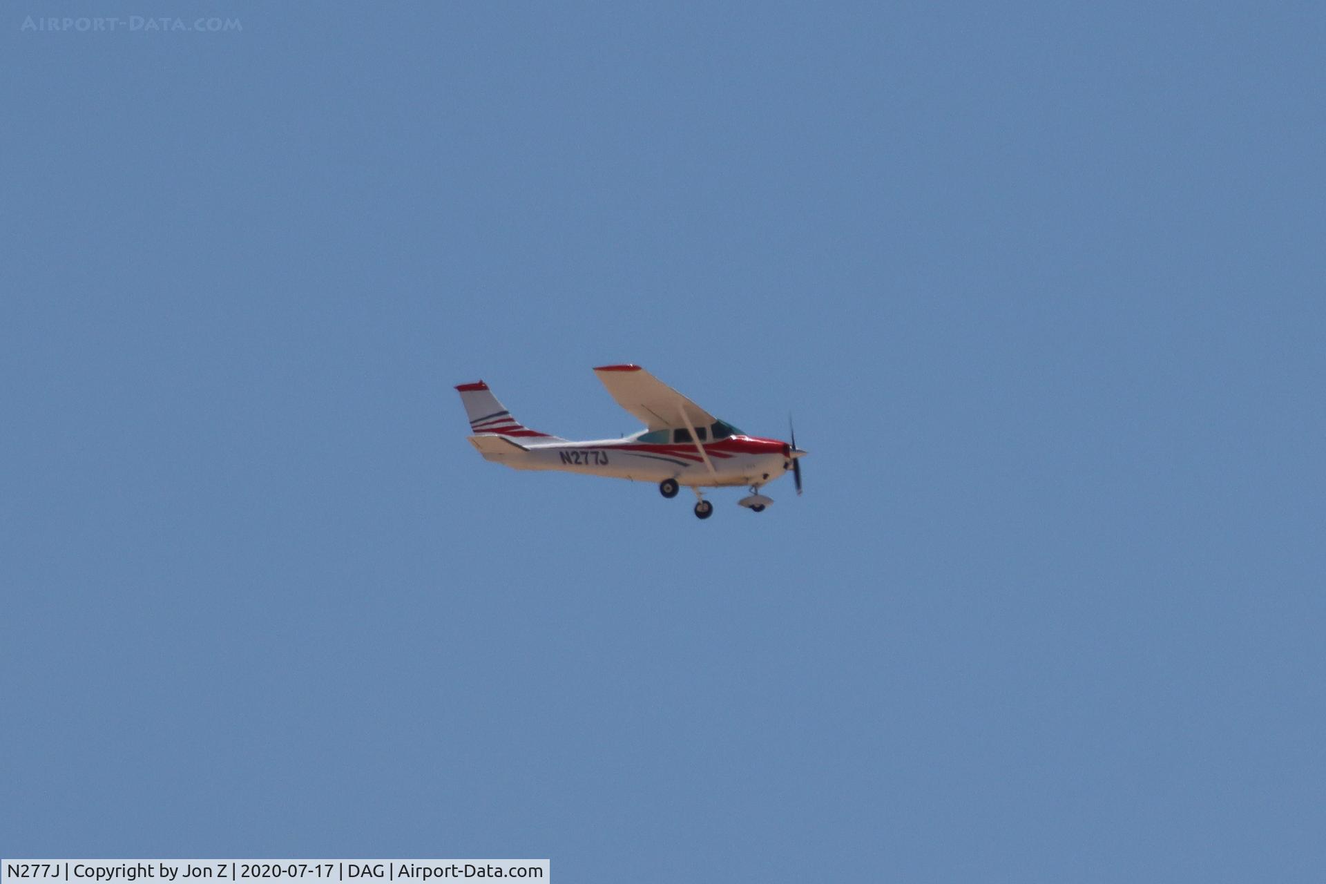 N277J, 1968 Cessna 182L Skylane C/N 18259292, flying west from DAG.  Flies over my work giving us a show every so many days.  Finally got a pic to share.