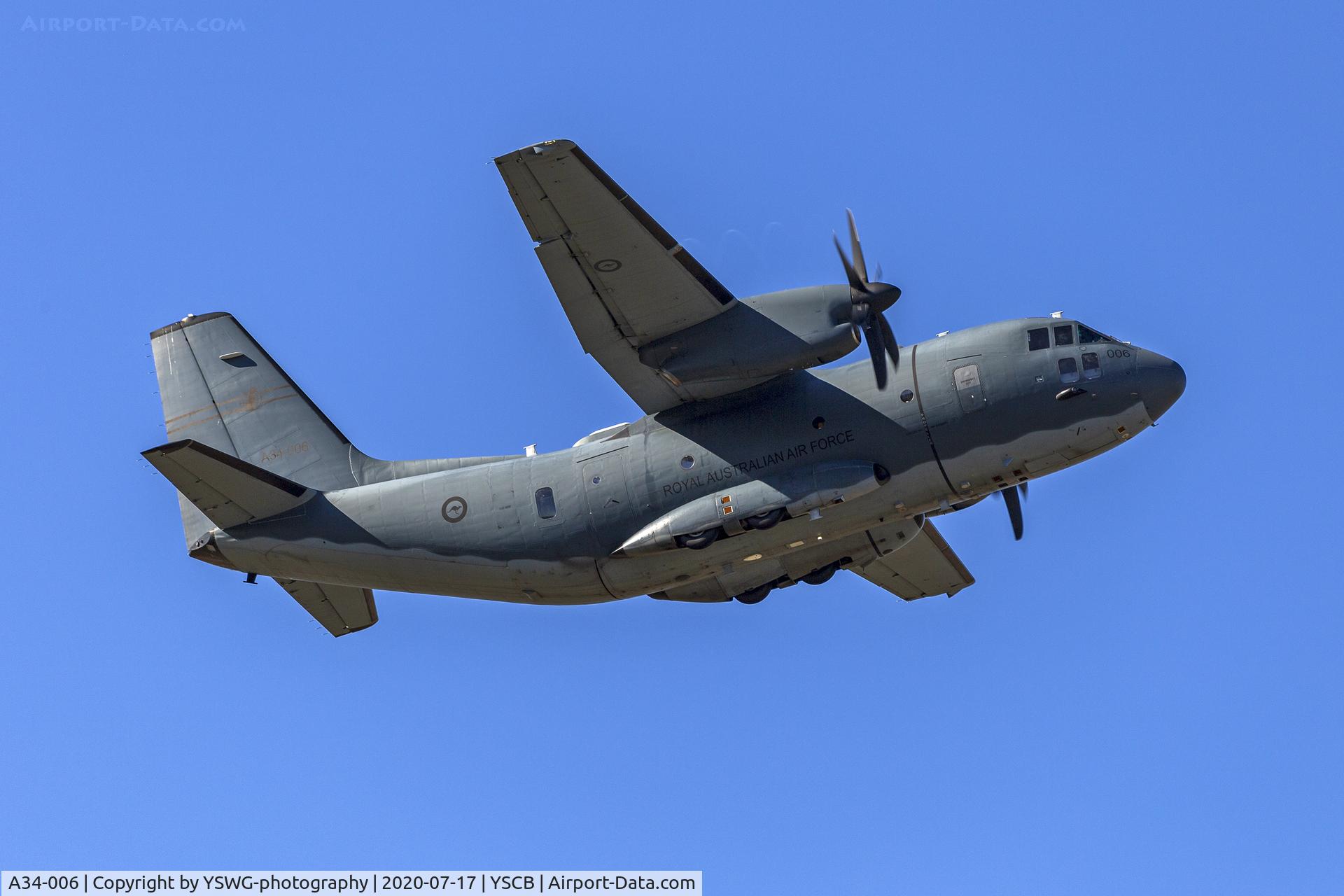 A34-006, 2017 Alenia C-27J Spartan C/N Not found A34-006, Royal Australian Air Force (A34-006) Alenia C-27J Spartan departing Canberra Airport.