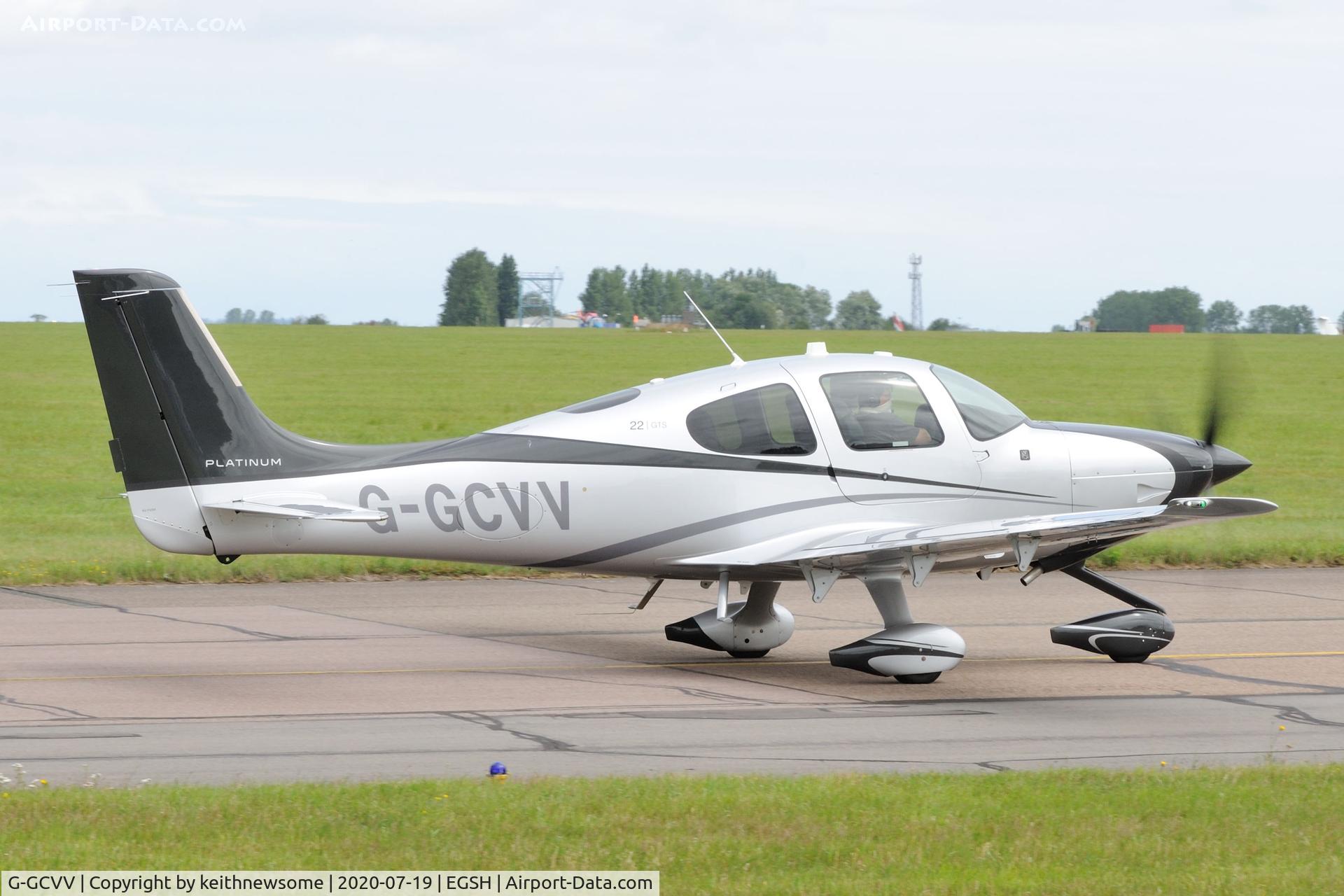 G-GCVV, 2015 Cirrus SR22 C/N 4244, Leaving Norwich.