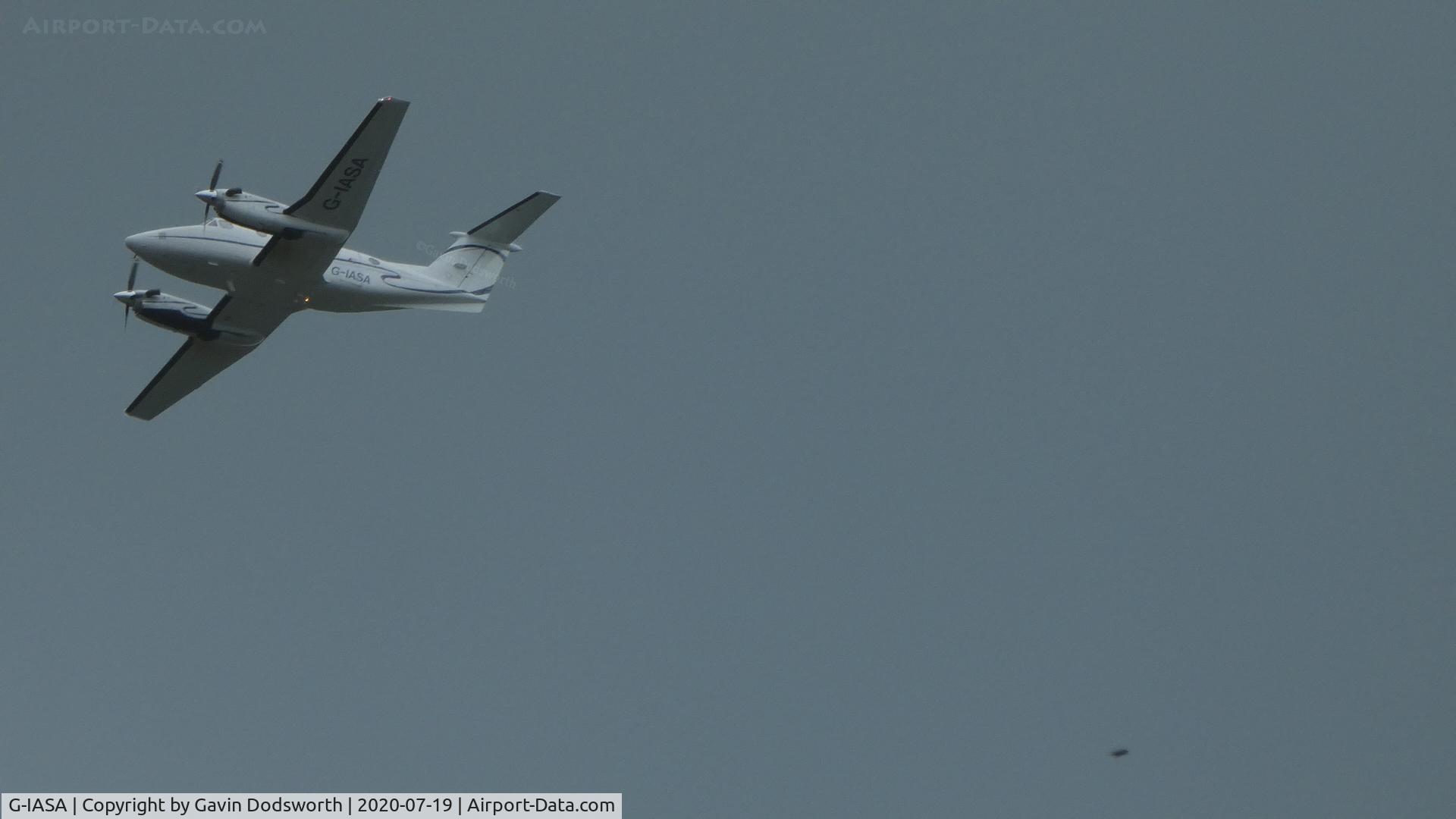 G-IASA, 1999 Raytheon B200 King Air C/N BB-1698, Over Darlington on Sunday 19th July 2020 on crew training