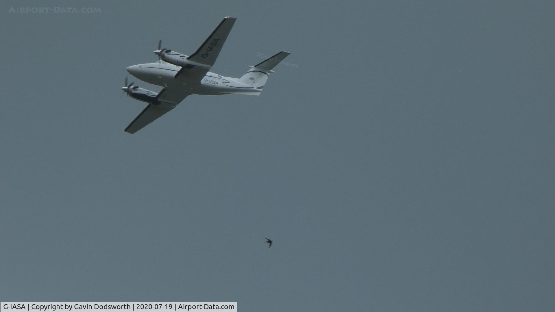 G-IASA, 1999 Raytheon B200 King Air C/N BB-1698, Over Darlington on Sunday 19th July 2020 on crew training