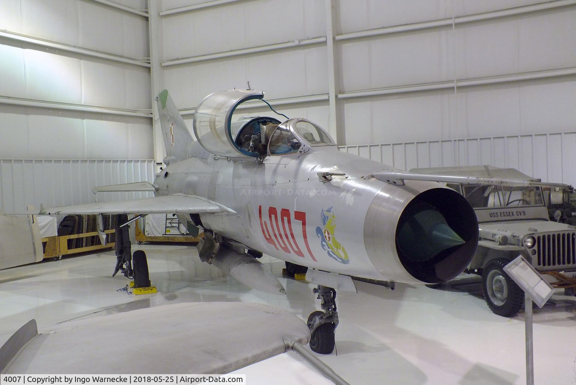 4007, Mikoyan-Gurevich MiG-21US C/N 07685140, Mikoyan i Gurevich MiG-21US MONGOL-B at the Tennessee Museum of Aviation, Sevierville TN