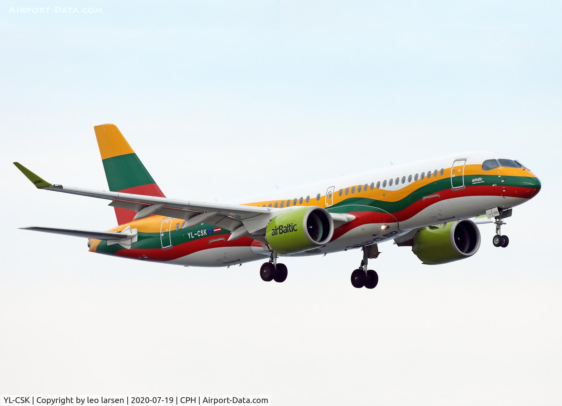 YL-CSK, 2018 Airbus A220-300 C/N 55039, Copenhagen 19.7.2020